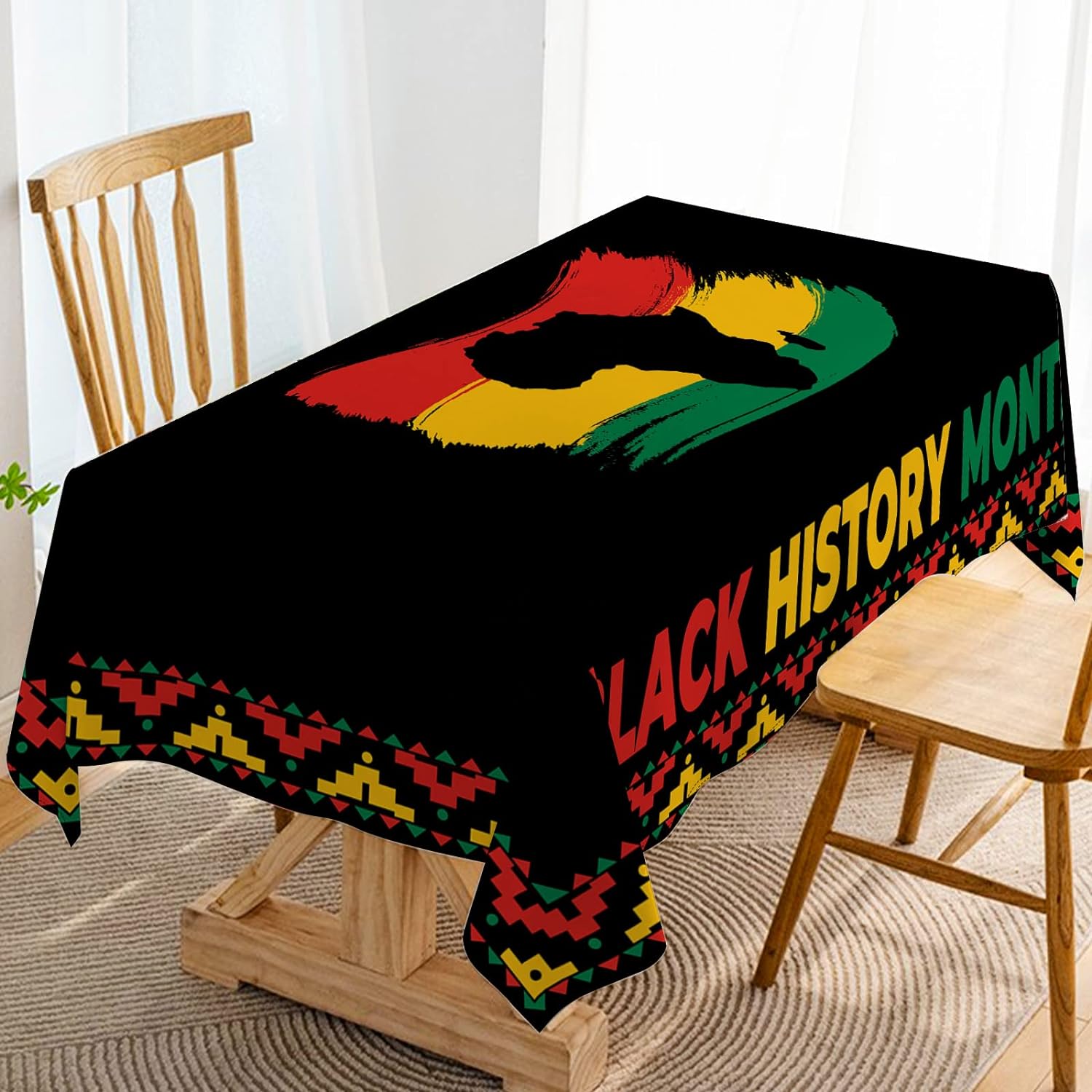 Black History Month Table Cloth African American Heritage Festival Holiday Party Tablecloth Decoration Celebration Kitchen Dining Room Home Rectangular Table Cover Decor (60 x 104)