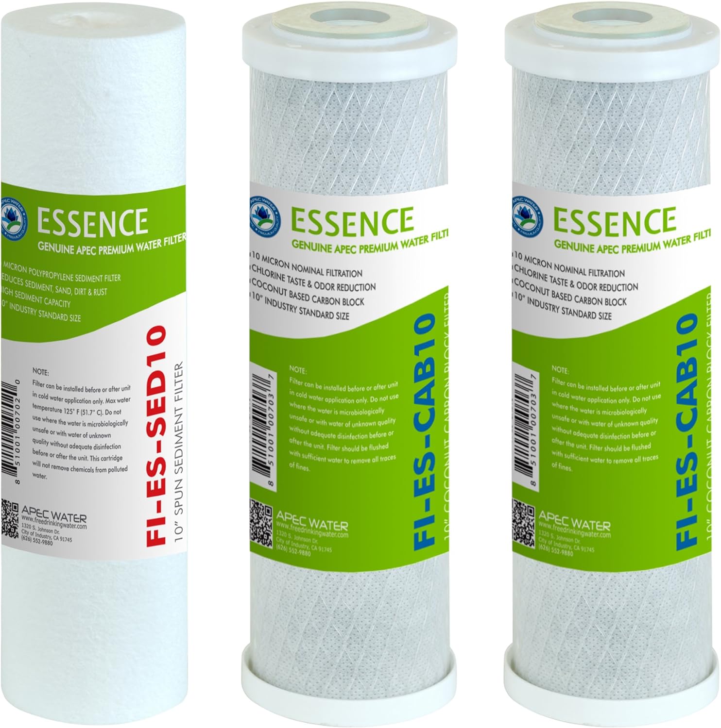 APEC Water Systems FILTER-SET-ES High Capacity Replacement Pre-Filter Set For Essence Series Reverse Osmosis Water Filter System Stage 1-3