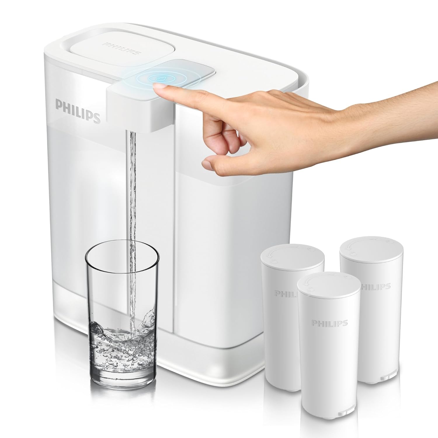 PHILIPS GoZero Next-gen Instant Water Filter Pitcher, Rechargeable Battery, Mirco-X Clean Technology, 3L 12 Cups, 1L/min Fast Flow, Countertop Filtered Water Purifier Jug for Tap Water, 3 Filters