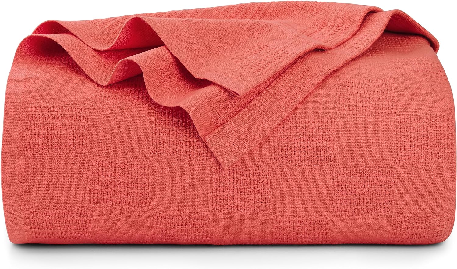 Utopia Bedding 100% Cotton Blanket (Queen Size - 90x90 Inches) 350GSM Lightweight Thermal Blanket, Soft Breathable Blanket for All Seasons (Coral)