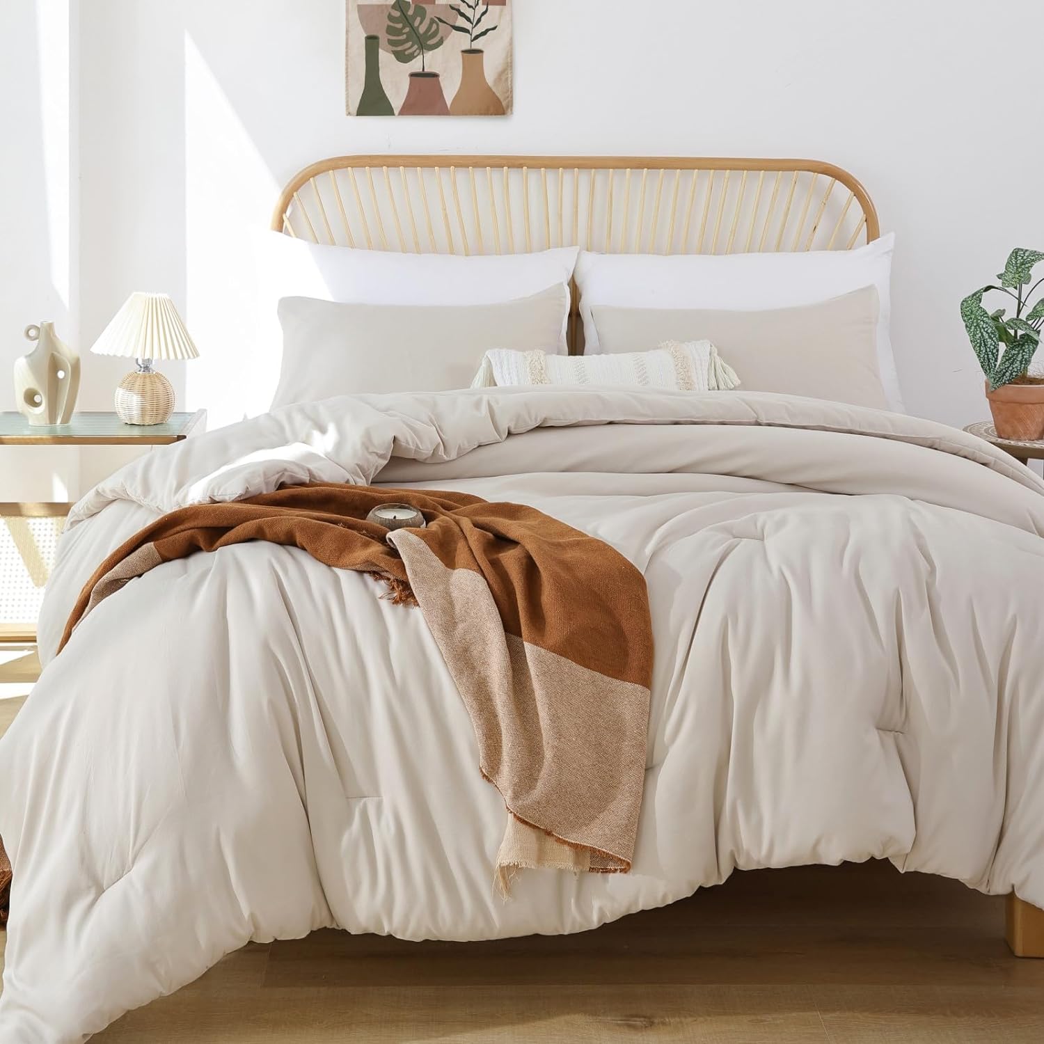 Love this comforter. The weight, the color, the feel, and the warmth are all perfect. The included pillow cases make wonderful shams for extra pillows. Great value. too.