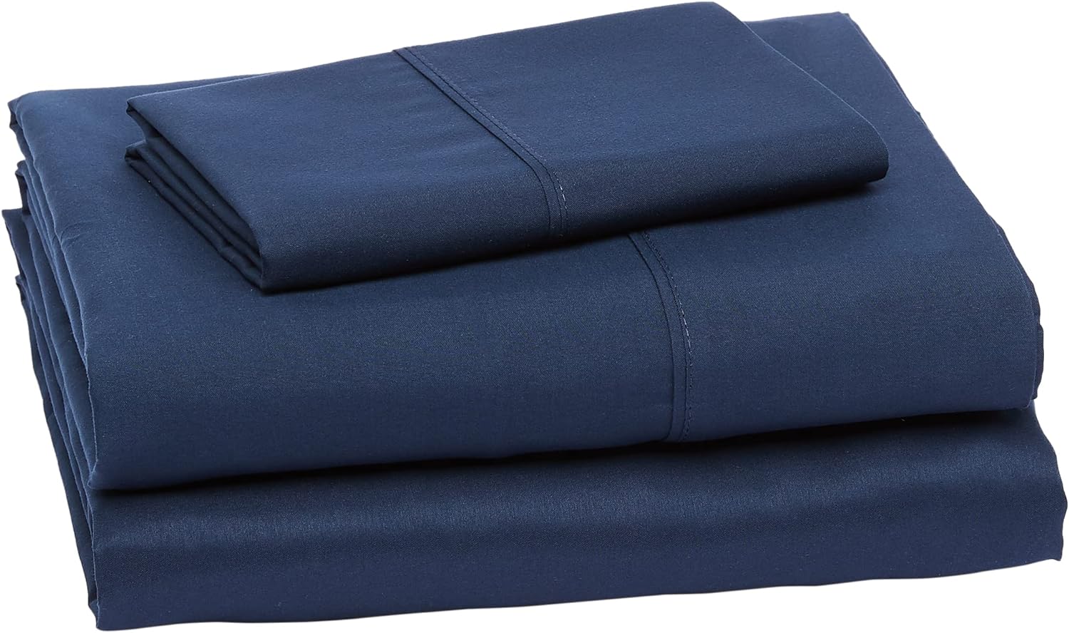 Amazon Basics Lightweight Super Soft Easy Care Microfiber 3-Piece Bed Sheet Set with 14-Inch Deep Pockets, Twin, Navy Blue, Solid