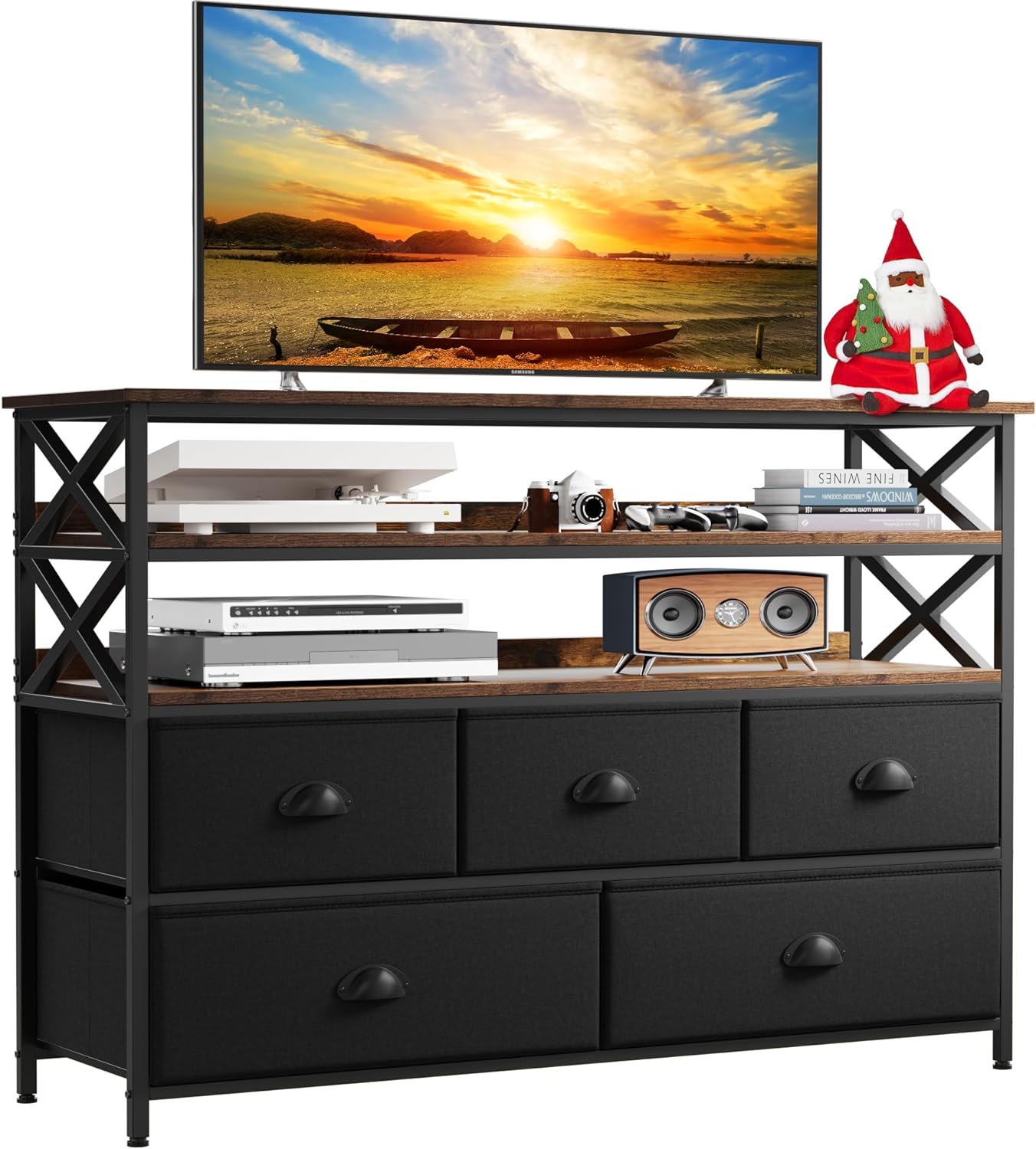 Very nice dresser/tv stand. I like that its not bulky and doesn't take up alot of room. Very sturdy and easy to put together. I like the extra drawers as well. Add a nice touch to your area.