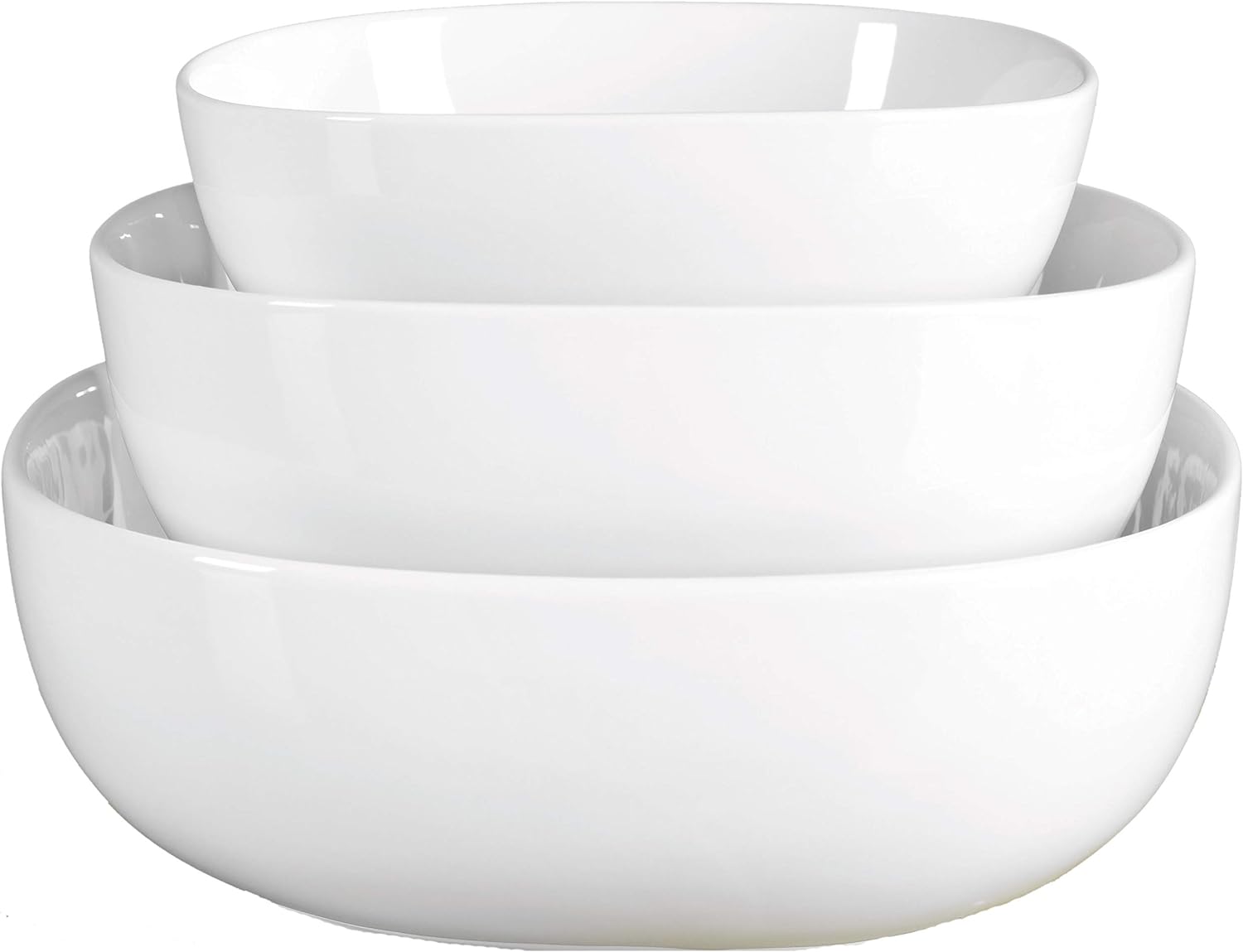 Denmark White Porcelain Chip Resistant Scratch Resistant Commercial Grade Serveware, 3 Piece Serving Bowl Set