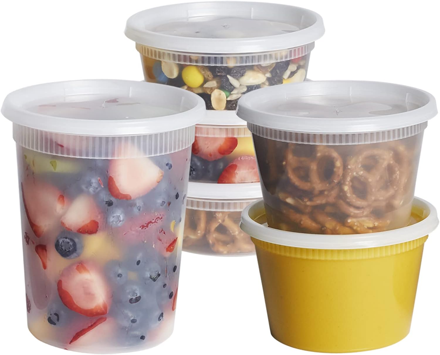 Comfy Package, [48 Sets - Combo Plastic Deli Containers With Airtight Lids - 8 oz, 16 oz, 32 oz. - Food Storage/Soup Containers