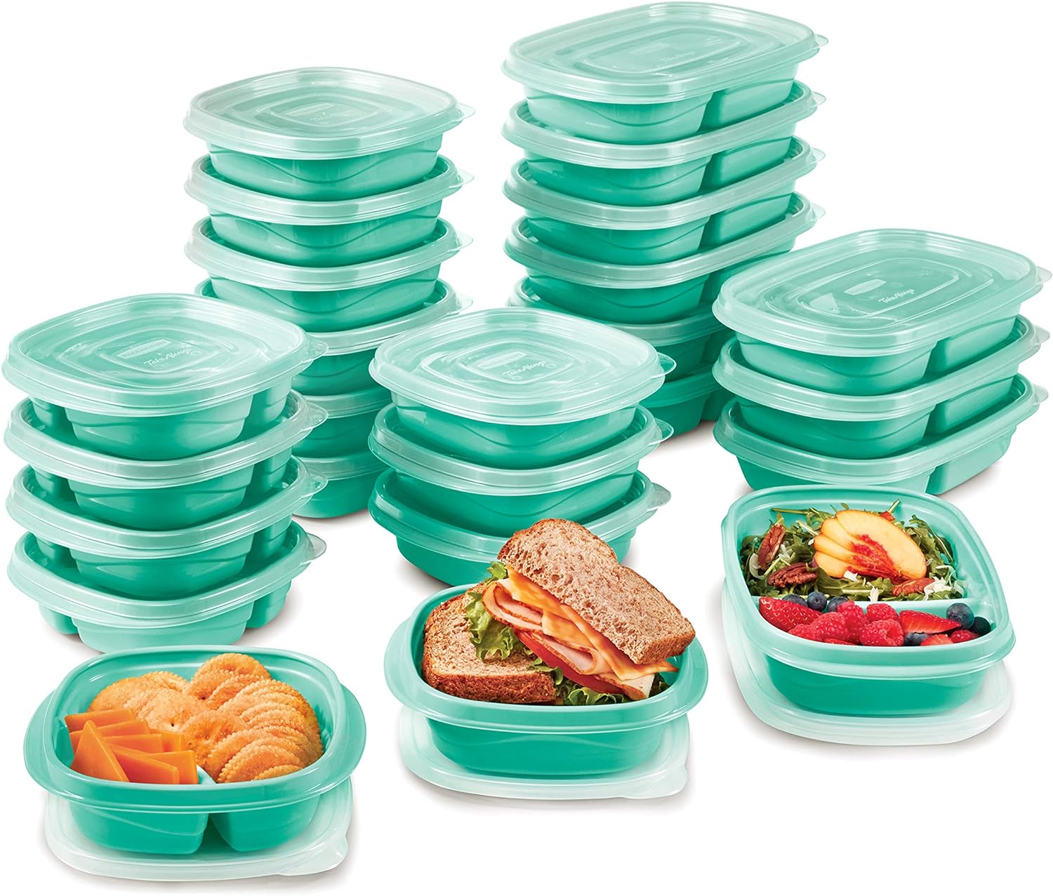 Rubbermaid 50-Piece Food Storage Containers with Lids for Lunch, Meal Prep, and Leftovers, Dishwasher Safe, Teal Splash