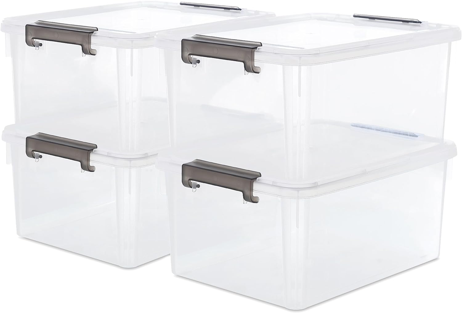 Plastic Storage Bins with Lids,Clear Storage Containers for Organizing,Large Stackable Storage Box 17QT 4 Packs