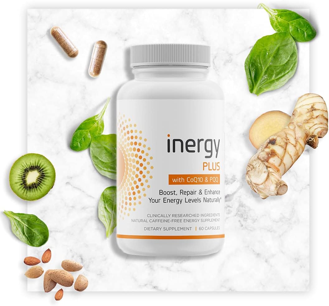 Better Body Co. InergyPLUS | Energy Vitamins for Women, Fatigue, Natural Energy Supplements for Focus and to Stay Awake, Rhodiola, Cordyceps, CoQ10, Caffeine Free (60 Caps)