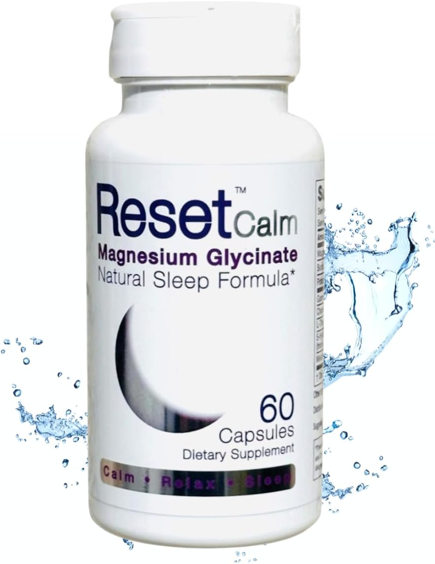 ResetCalm Night Fasting & Keto Electrolytes, Magnesium Glycinate, Pink Himalayan Sea Salt, Potassium, 5-HTP, GABA, L-Theanine, Chamomile, Melatonin