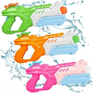 Water Guns for Kids Adults - 3 Pack Squirt Gun 600CC High Capacity Long Shooting Range Super Water Blaster Soaker for Summer Swimming Pool Beach Outdoor Water Fighting Party