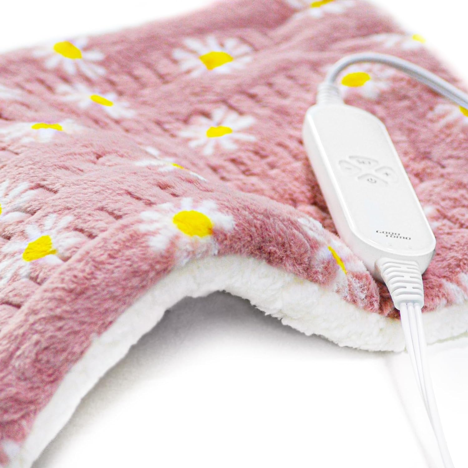 GOQOTOMO Flower Heating Pad for Back Pain Relief- 12 x 2412 Heat Levels, 8 Timers Stay on, Machine Washable -F1224