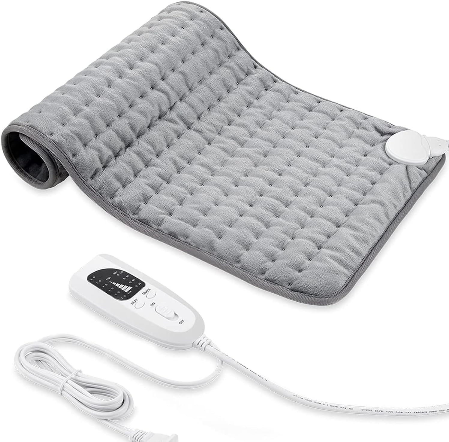 Heating Pad for Back, Shoulders, Abdomen, Legs, Arms, Electric Heating Pad with Heat Settings, Heating Pads Auto Shut Off, 12'' 24'', Silver Gray