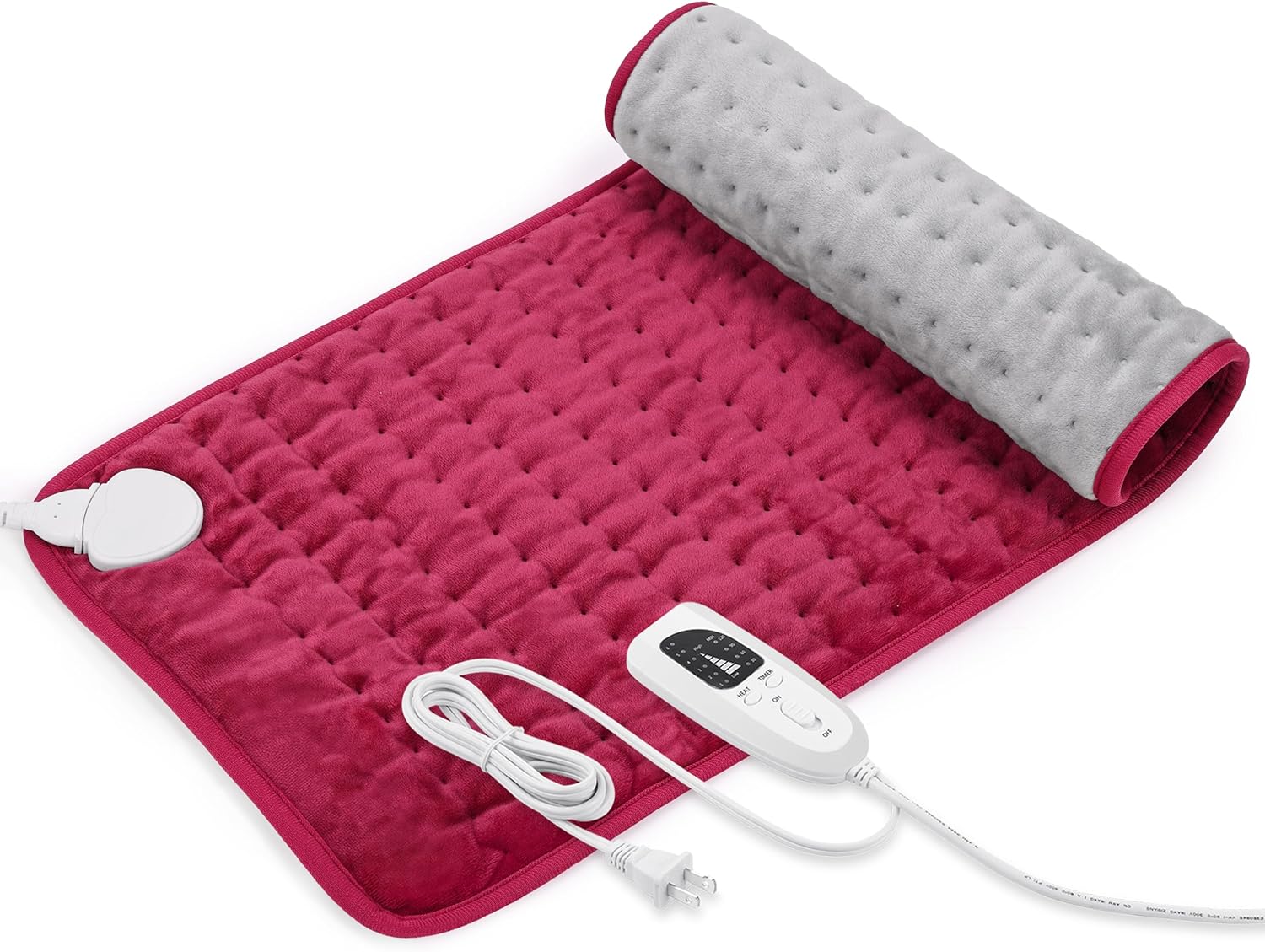 Heating Pad-Electric Heating Pads-Hot Heated Pad for Back Pain Muscle Pain Relieve-Dry & Moist Heat Option-Auto Shut Off Function(Burgundy,12''24'')