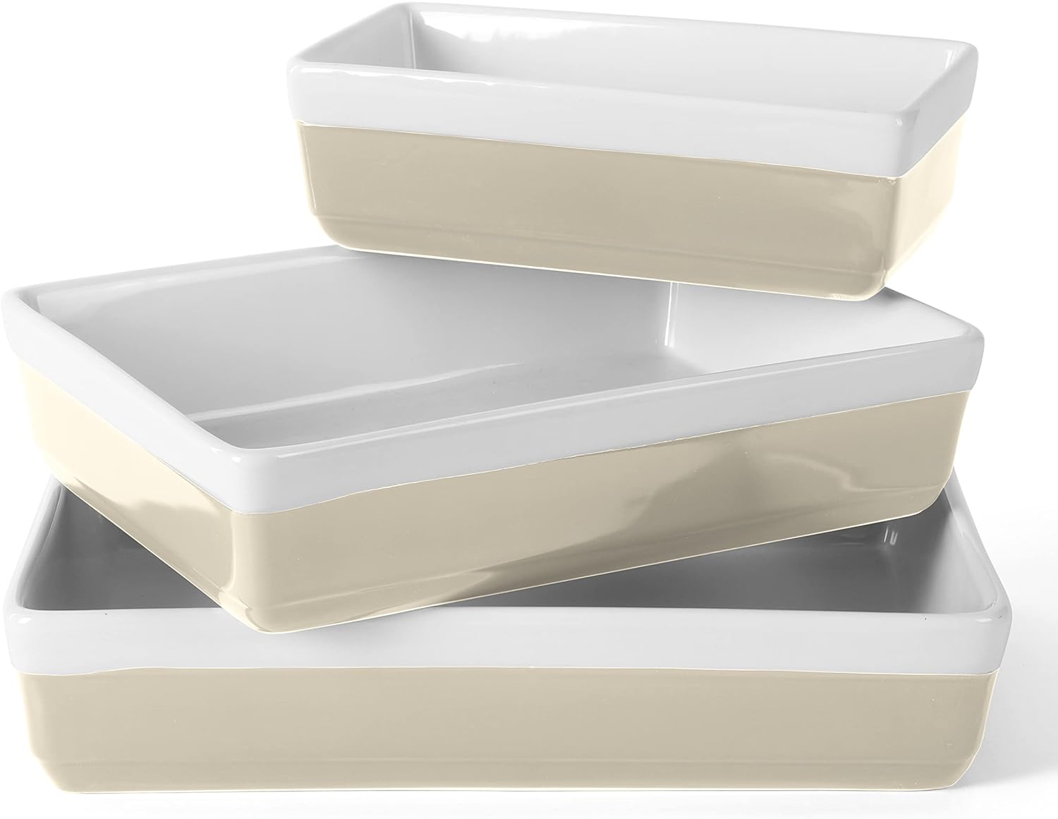 MARTHA STEWART 3 Piece Oven to Table Stoneware Bakeware, Baking Dish & Casserole Set- Grey