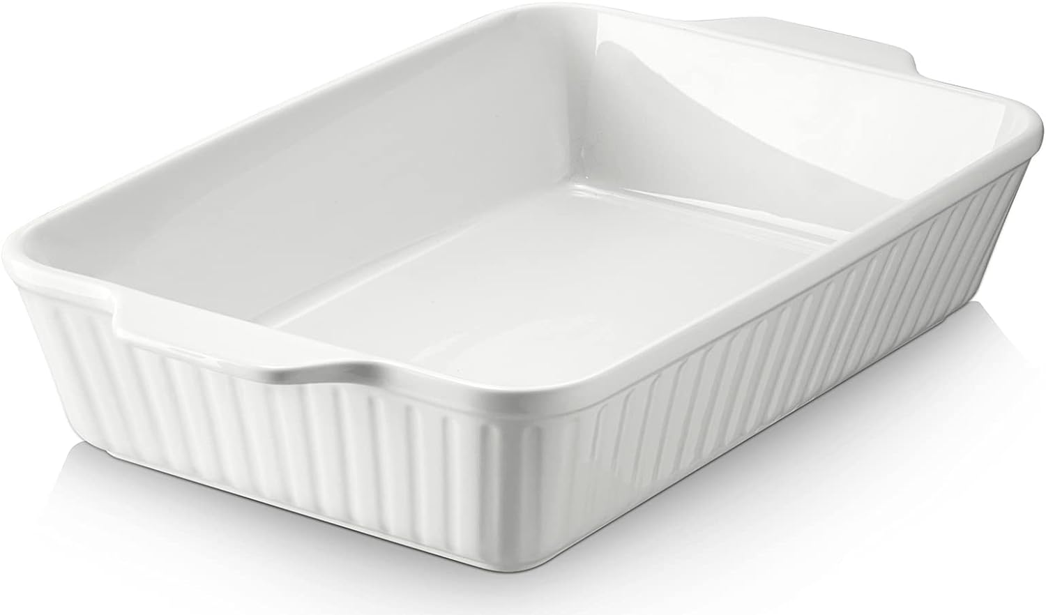 DOWAN Casserole Dish, 9x13 Ceramic Baking Dish, Large Lasagna Pan Deep for Oven, 4.2 Quarts Baking Pan with Handles, Oven Safe and Durable Bakeware for Lasagna, Home Decor Gifts, White