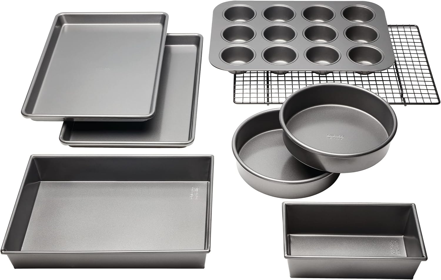 Chicago Metallic Professional Non-Stick 8-Piece Bakeware Set, Silver