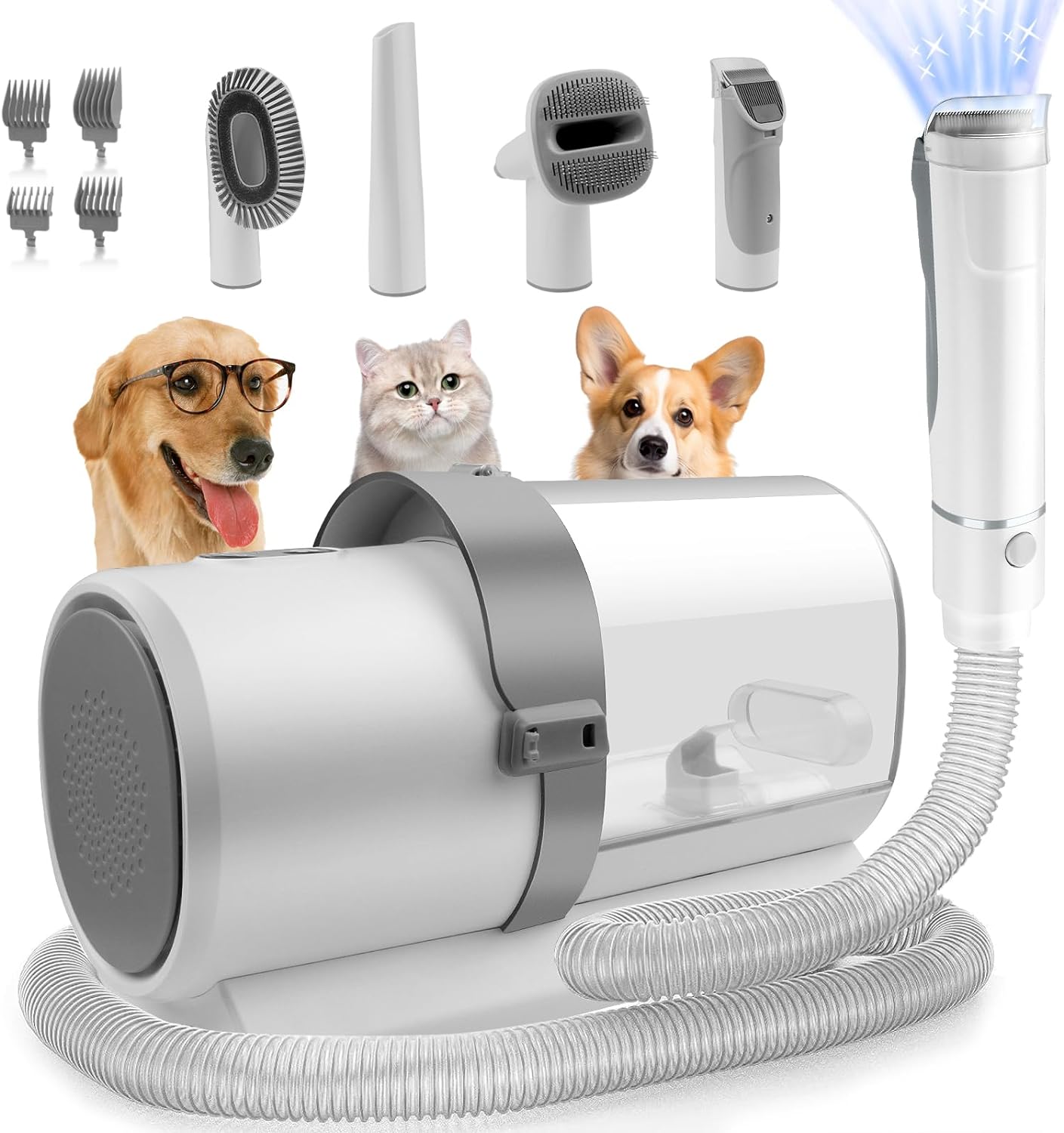 Dog Grooming Kit, 5 in 1 Pet Grooming Vacuum with 4 Hair Combs, 2.5L Dog Hair Vacuum Groomer, Dog Vacuum Brush for Shedding Grooming Low Noise