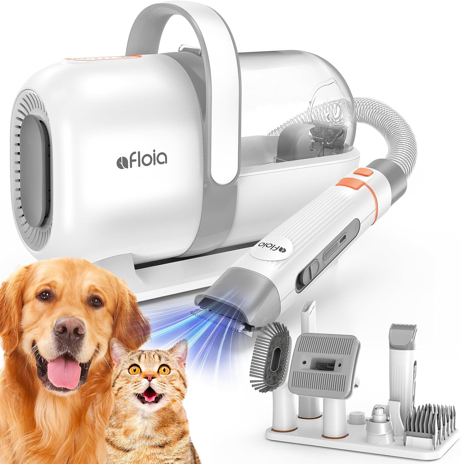 Afloia Dog Grooming Kit, Pet Grooming Vacuum & Dog Clippers Nail Trimmer Grinder & Dog Brush for Shedding with 7 Grooming Tools, Low Noise Dog Hair Remover Pet Grooming Supplies