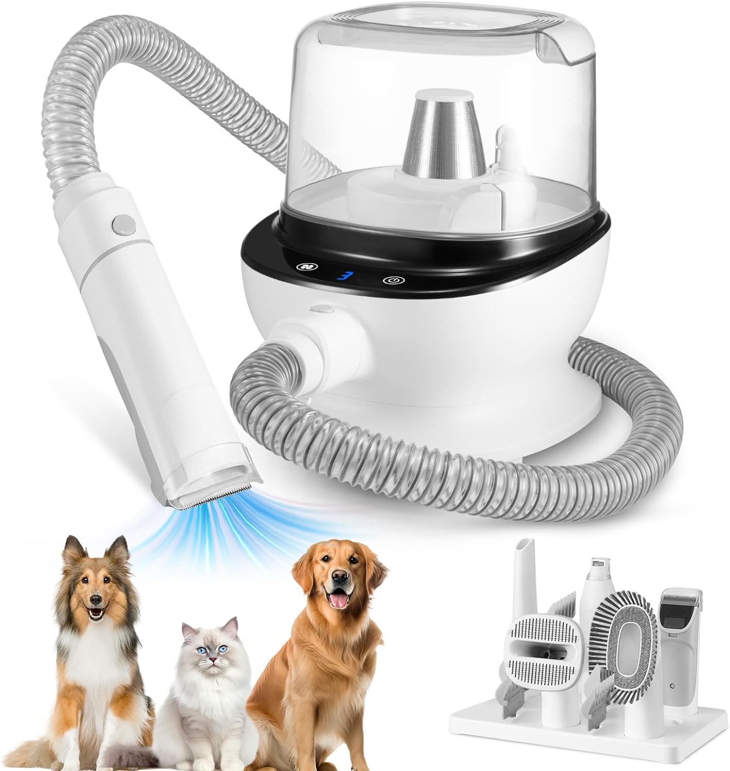 Dog Grooming Vacuum for Shedding & Pet Grooming Vacuum 2.8L Dust Cup Dog Grooming Kit 7 in 1 Pet Grooming Tools Deshedding Vacuum for Dogs with Pet Clipper Nail Grinder