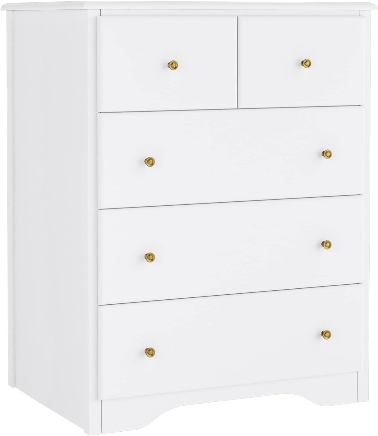 HOUSUIT Dresser with 5 Drawers, Tall Dresser Chest of Drawers, 5 Drawer Dresser with Deep Space, Wood Dresser Storage Cabinet for Living Room, Hallway, Entryway, Office, White