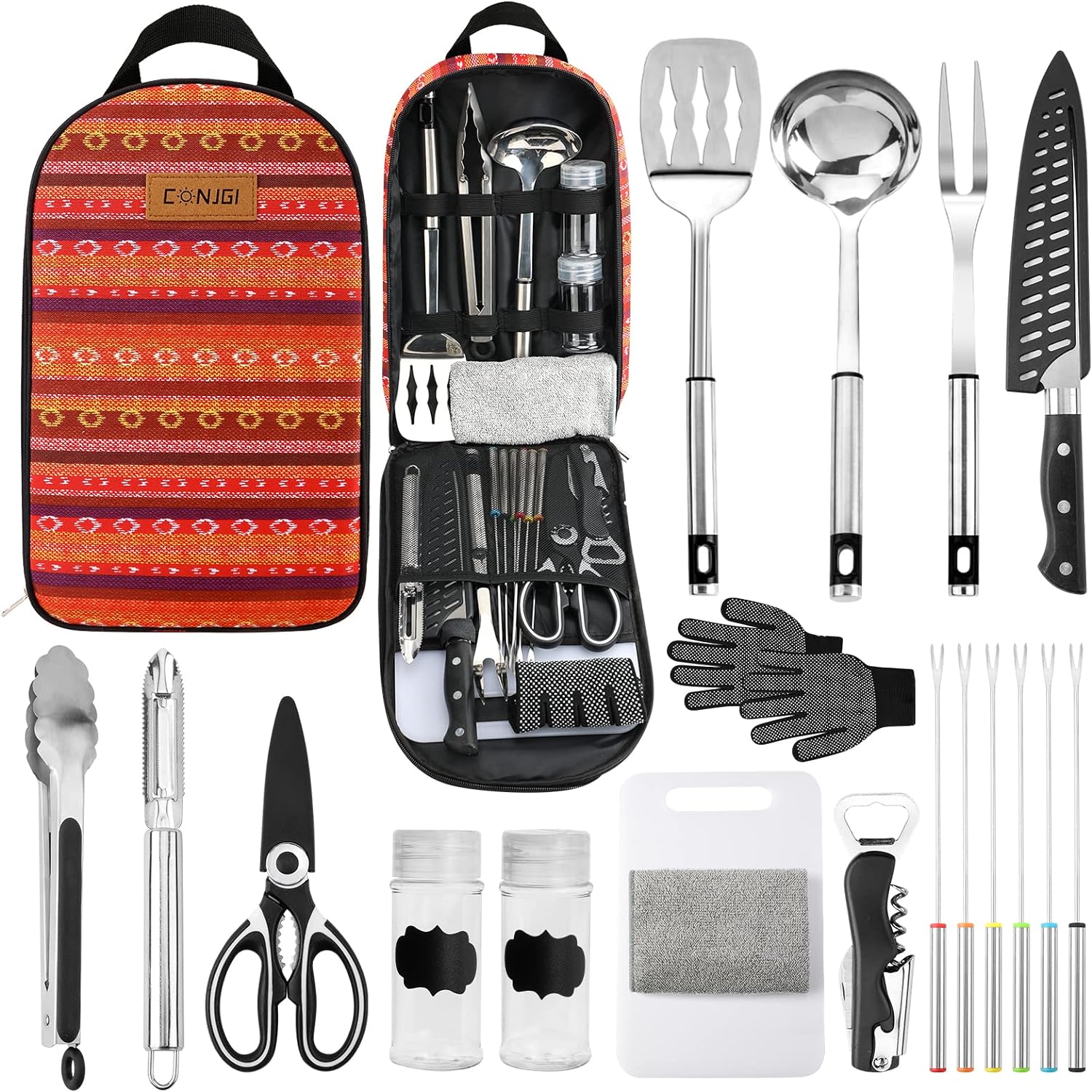 Camping Cookware Storage Bag - Camping Cooking Utensils Set Bag Camping Tool Portable Storage Bag Suitable for Knife, Fork, Spoon, Chopping Board, Chef' Knife,Kitchenware Storage