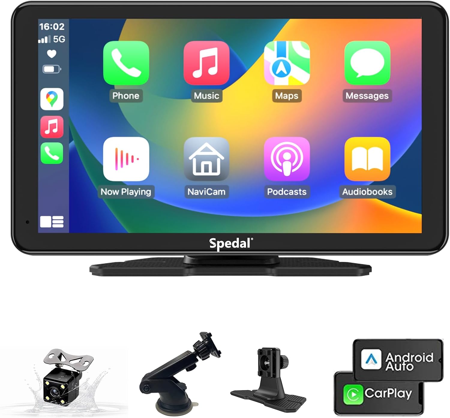 Spedal Wireless Apple CarPlay and Android Auto,Portable Car Stereo with Backup Camera,Drive Play Car Play Screen, 7 IPS Touchscreen with Mirror Link/Bluetooth/Navigation/Voice Control