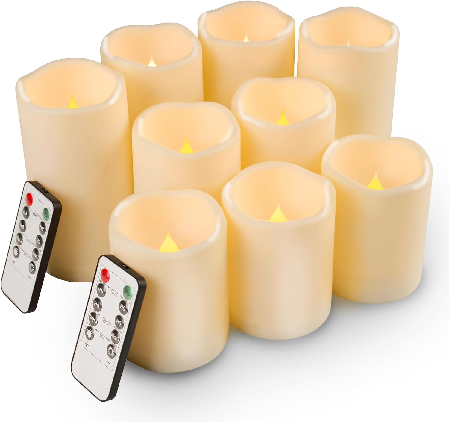 Battery Operated Candle LED Flameless Candles Remote Control Candles Outdoor LED Candles with Timer,Outdoor Waterproof Candles(D: 3 x H: 4 5 6) Flameless Pillar Candles Set of 9