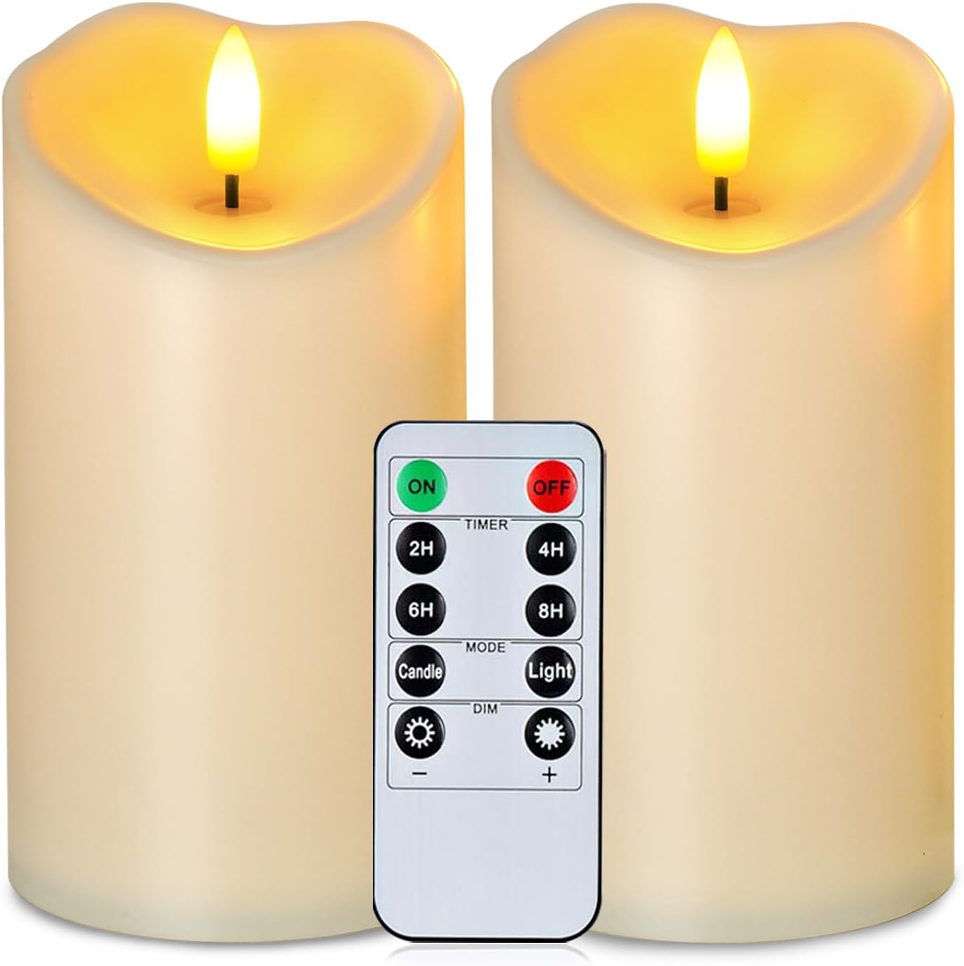 Homemory 6x3 Outdoor Waterproof Flameless Candles, LED Candles, Battery Operated Candles with Remote and Timers, Electric Fake Plastic Pillar Candles, Ivory White, Set of 2