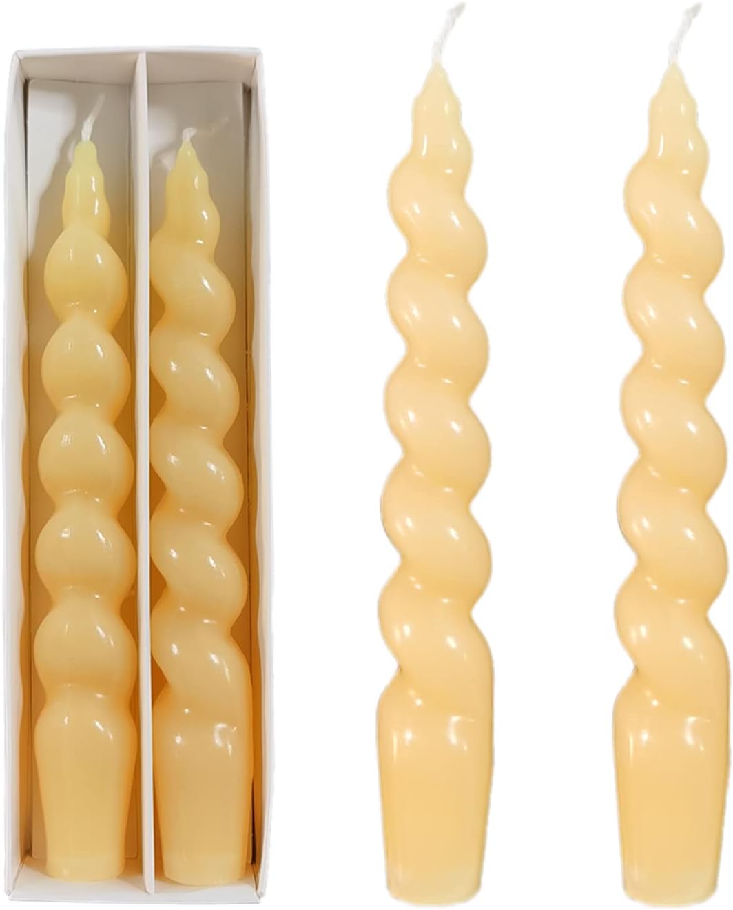 2-Pack of High-Performance, Long-Lasting, Smoke-Free & Drip-Free Spiral Wax Candles - Ideal for Relaxation, Ambiance, and Special Occasions - 5 Hour Burn Time, 7.5 Inches Tall (Yellow)