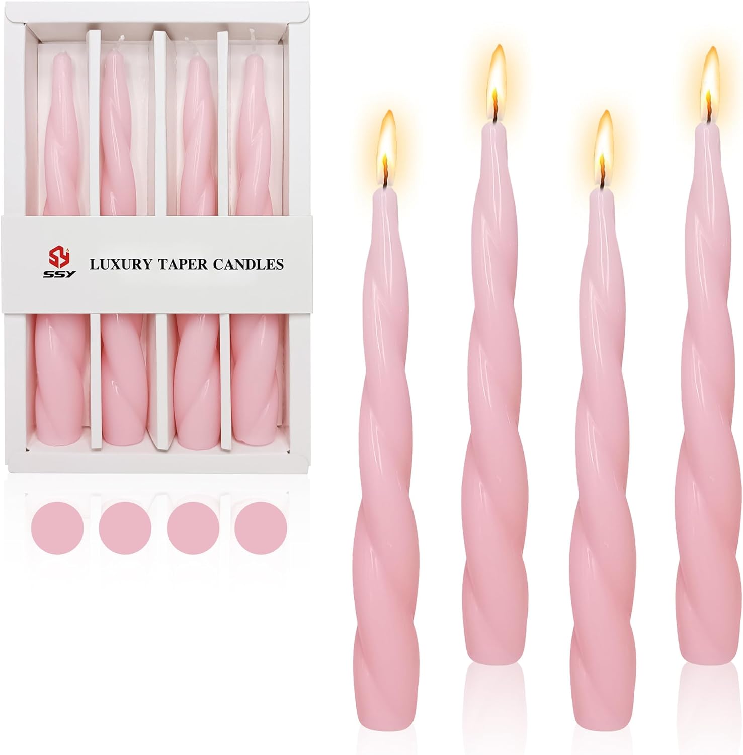 Spiral Taper Candle Short Candlesticks,Gedengni 4pcs Pink Tapered Candle Blend Twist Candles Wavy Candle Stick for Thanksgiving Home Dcor Weddings Festive Gifts(12D4PC-PINK)