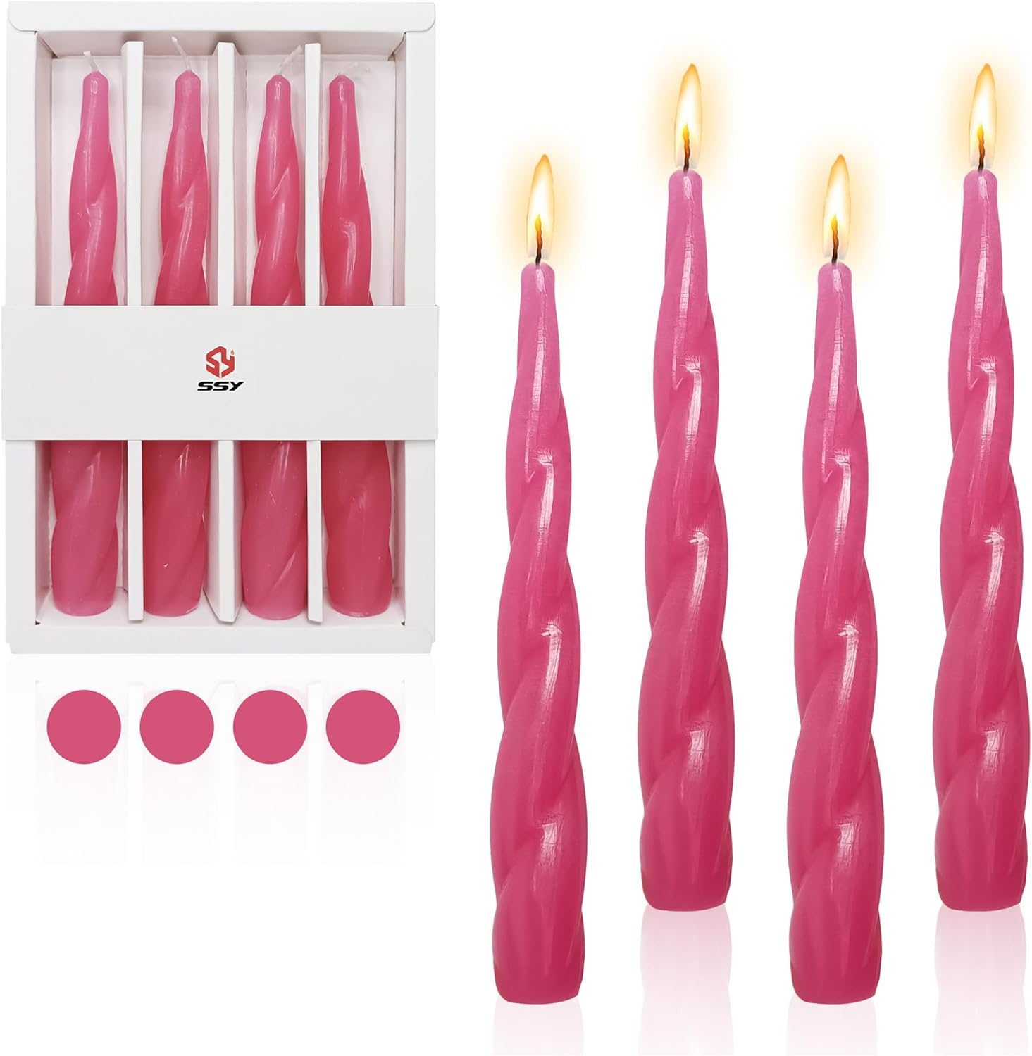 Twisted Taper Candle Rose Candlesticks,Set of 4 Gedengni Blend Twist Candles Pink Spiral Tapered Candles Short Candle Stick for Home Dcor Weddings Festive Gifts (12D4PC-ROSE)