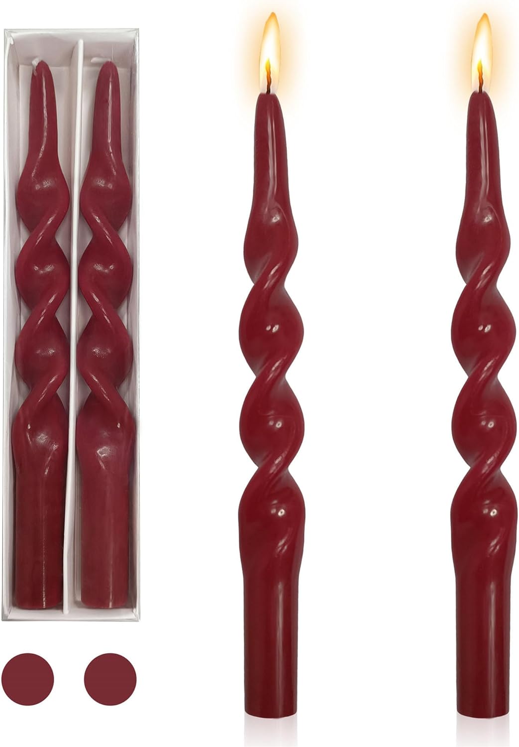 Taper Candle Twist Candlesticks,10 Inch Red Spiral Candles Long Candle Sticks Handmade Twisted Candles Tall Tapered Candles for Dinner Decor Women Gift Idea-1D-RED