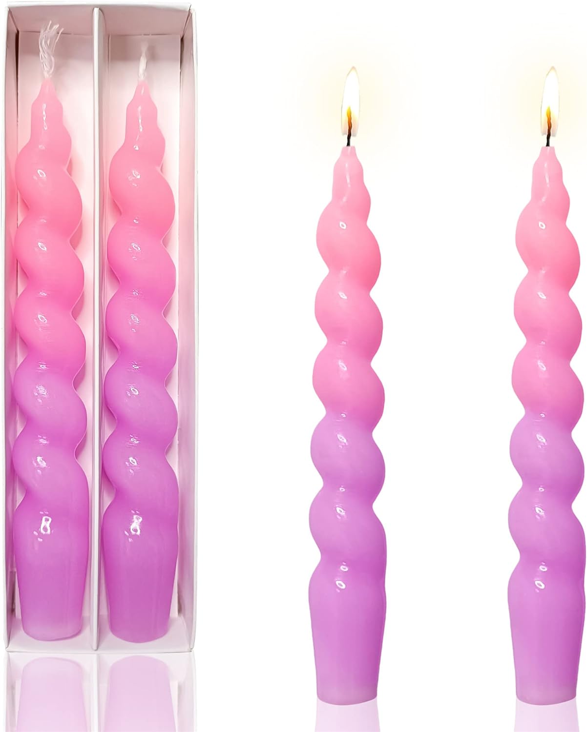 Spiral Taper Candle Colored Candlesticks - Gedengni 7.5'' Short Spiral Candle Purple Candle Sticks Handcrafted Candles Unscented Wax Twisted Candles Wedding Home Dinner Gifts