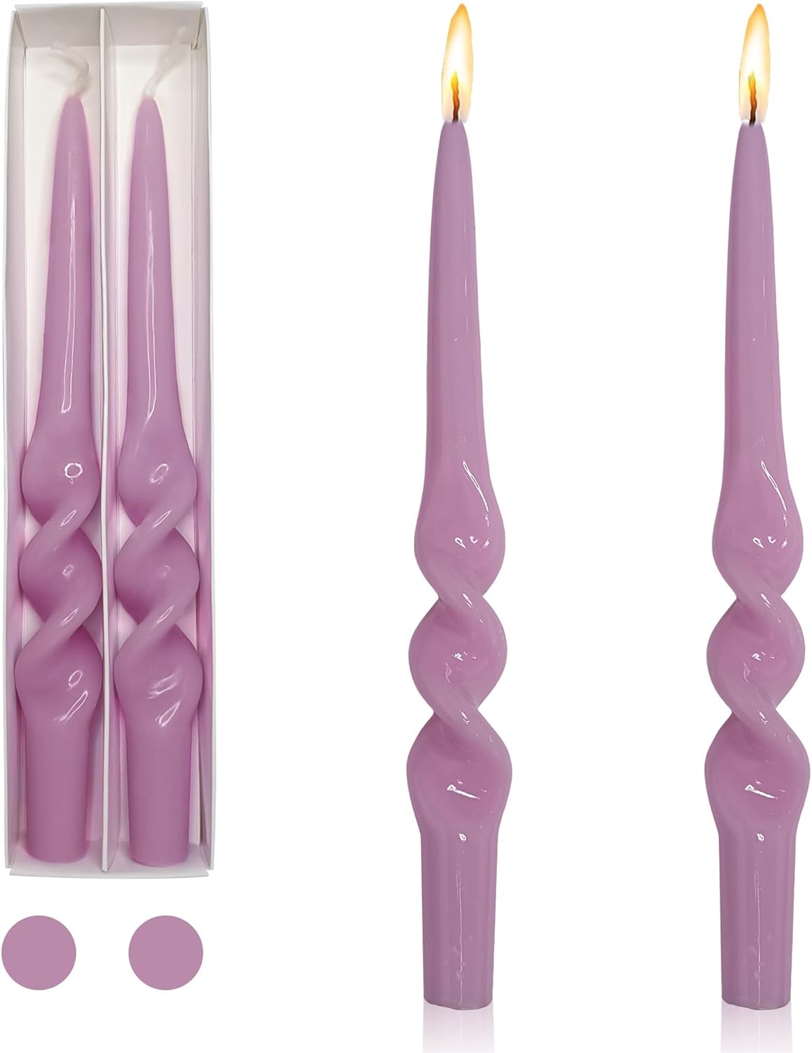 Long Tapered Candle Spiral Candlesticks - Gedengni 9 Inch Purple Twisted Candles Spiral Taper Candles Unique Candle Sticks for Home Dinner Wedding Party Decoration, 3D-Purple