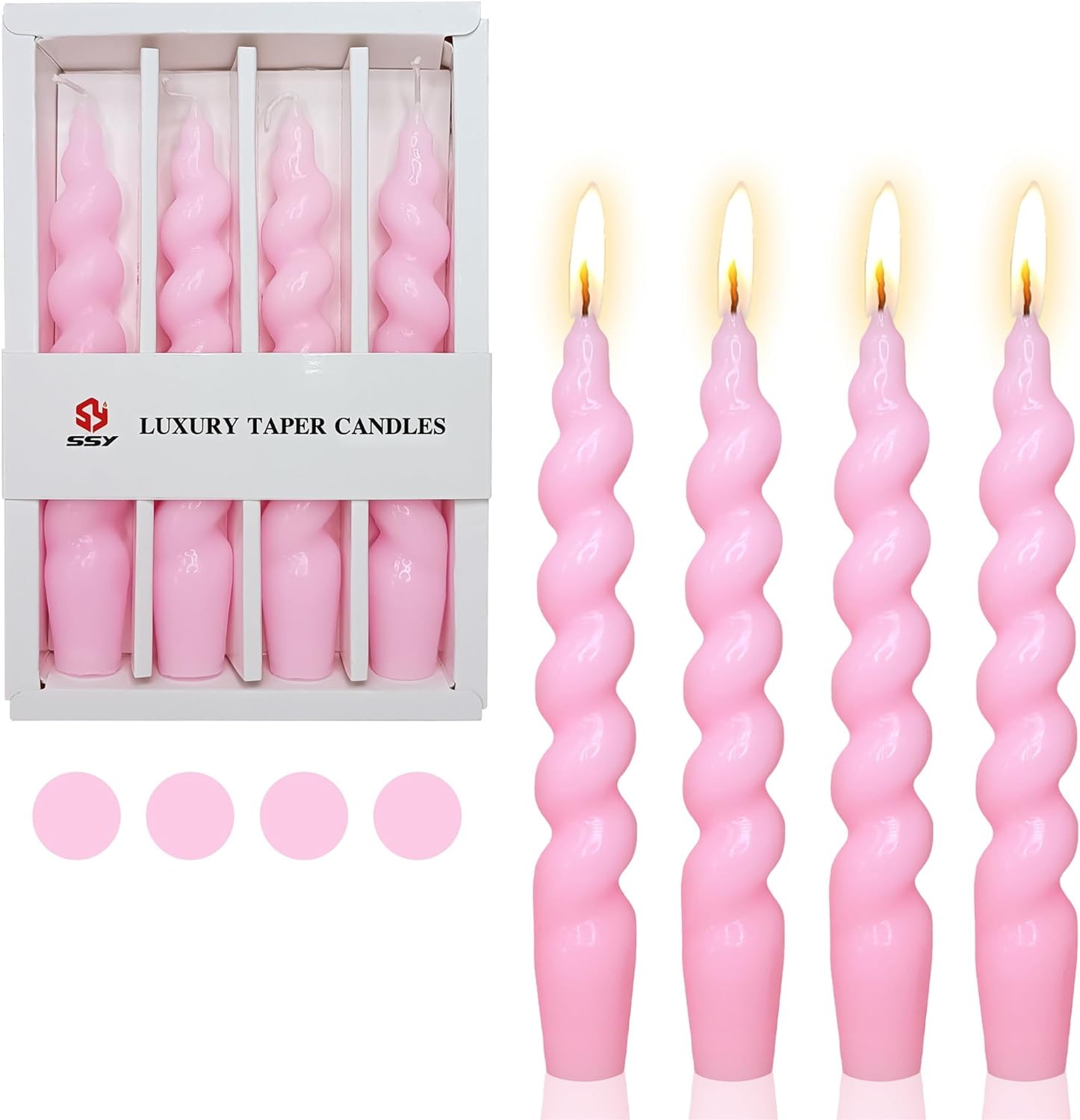 Candlesticks Short Taper Candles - 7 INCH Funky Candle Sticks Short Twisted Taper Candles Short Swirly Candles for Home Dcor Weddings Women Gifts (2D4PC-Pink)