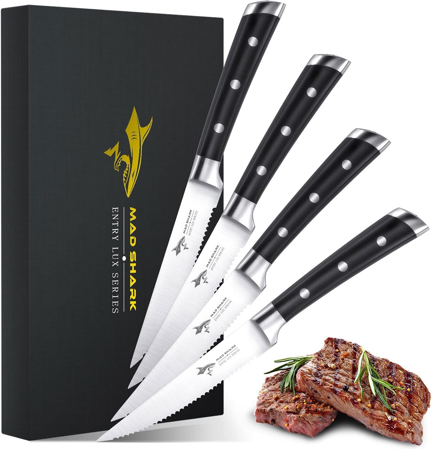 Im amazed by the quality of these knives. They cut through cooked or raw meat like soft butter and handle extremely well.I didnt need 10  knives but a few that performed well, and these exceeded my expectations.Id recommend these knives to anyone who is looking for an extremely sharp set-these are it.