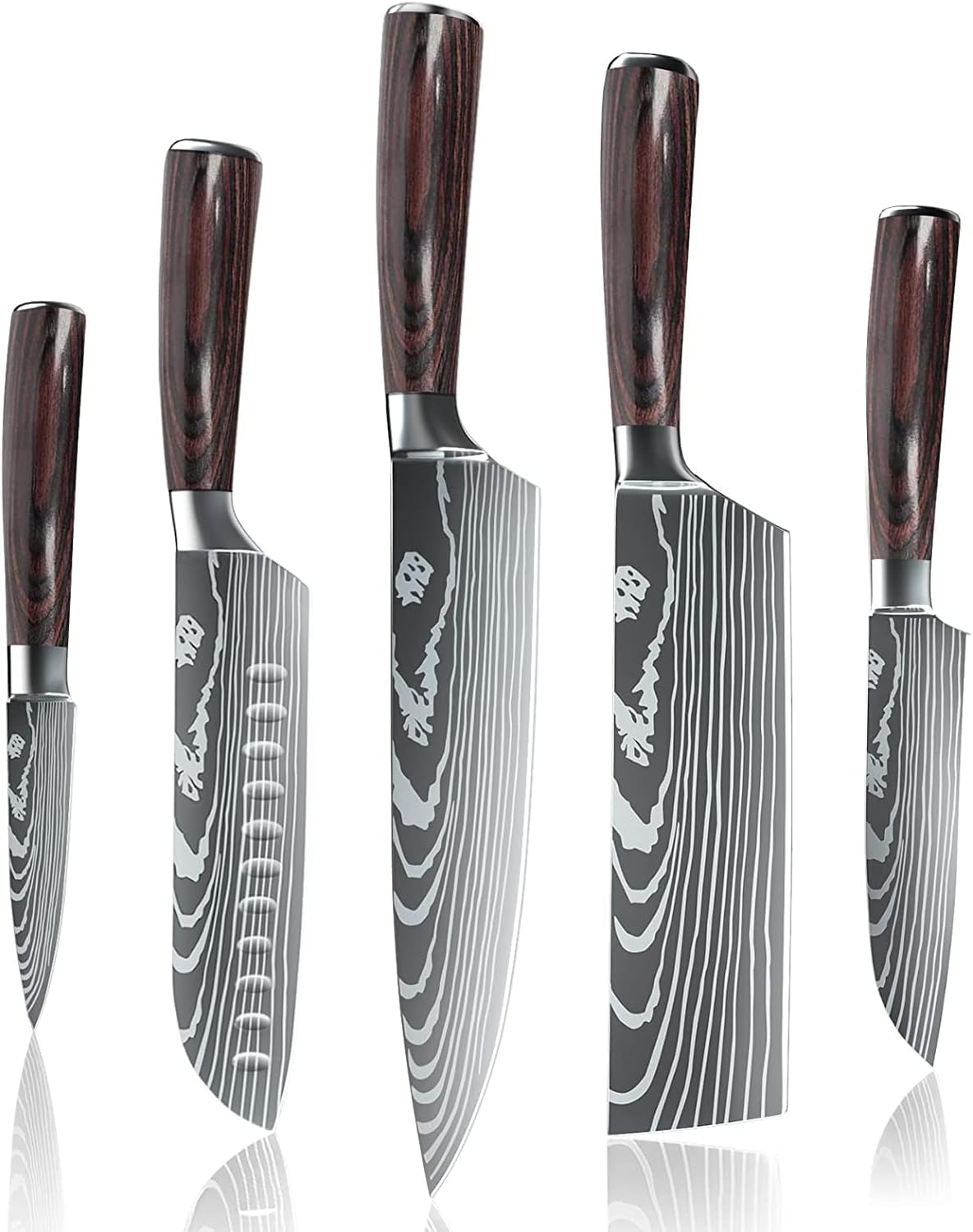 Dfito Kitchen Chef Knife Sets, 3.5-8 Inch Set Boxed Knives 440A Stainless Steel Ultra Sharp Japanese Knives, 5 Pieces Knife Sets for Professional Chefs