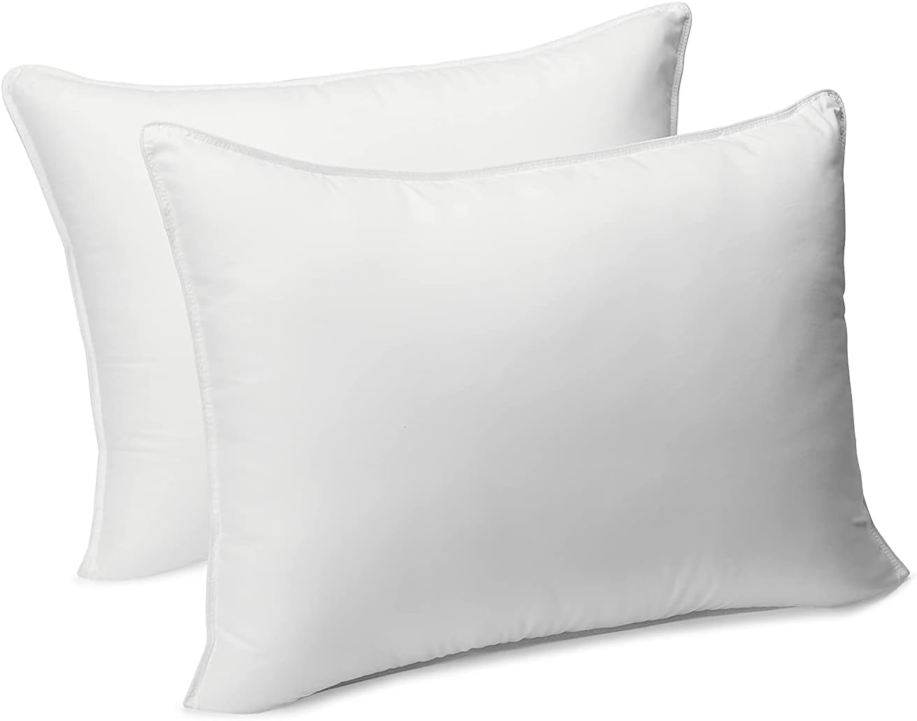 Amazon Basics Down Alternative Bed Pillow and Pillow Protector Case 2-Piece Set, Medium Density, King - Pack of 2, White