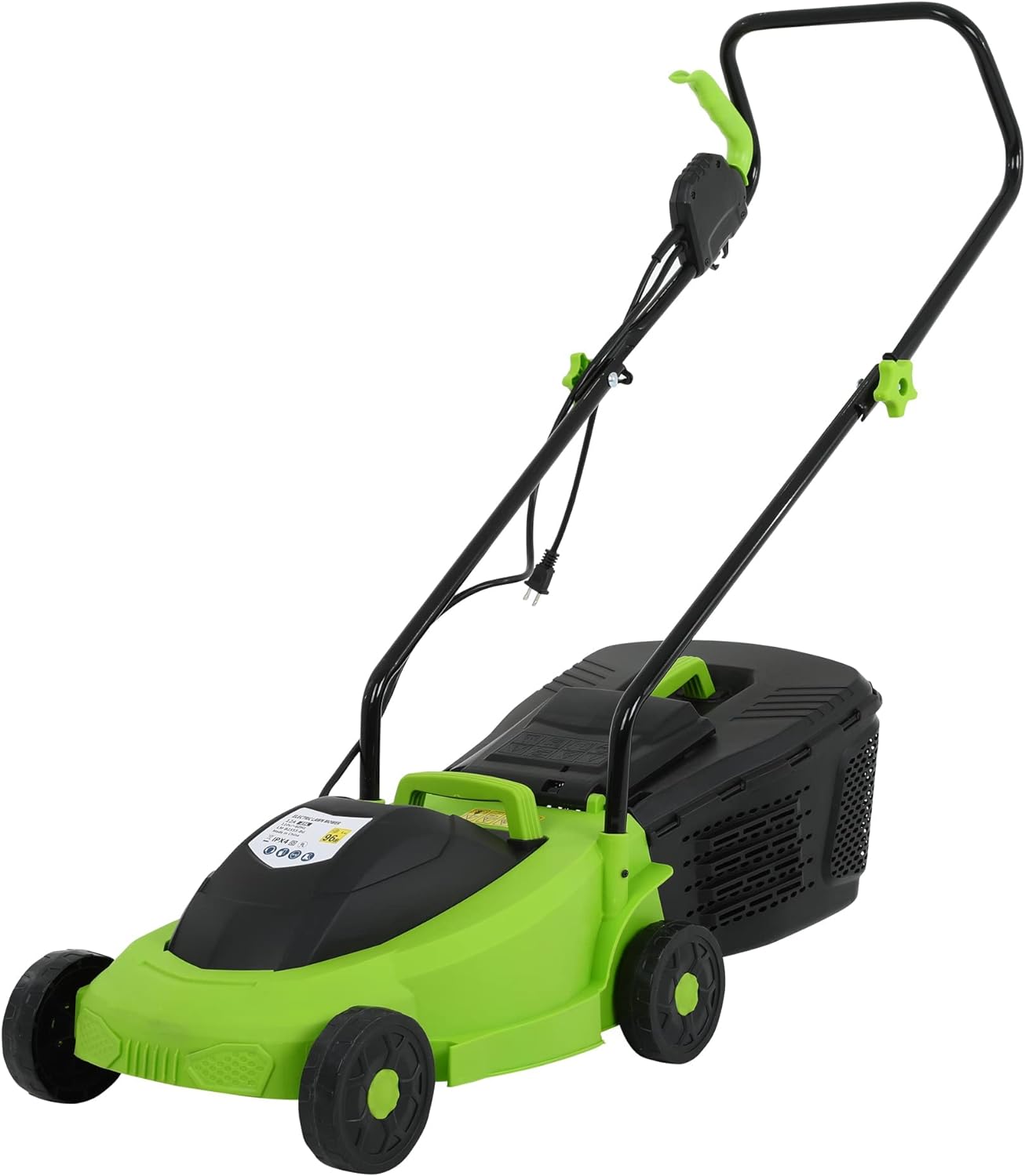 I was pleasantly surprised by this lawn mower' power. We had a typical sized backyard that had a huge forest of different types of grass, goat heads (idk the plant name), up to two and a half feet tall in many places huge weeds with stalks about half an inch to an inch thick in some places.We set it to the tallest setting, and were able to mow down the whole yard within a few hours. Keep in mind, this mower is narrow, but that I think helped with getting the tougher patches, keep in mind we als