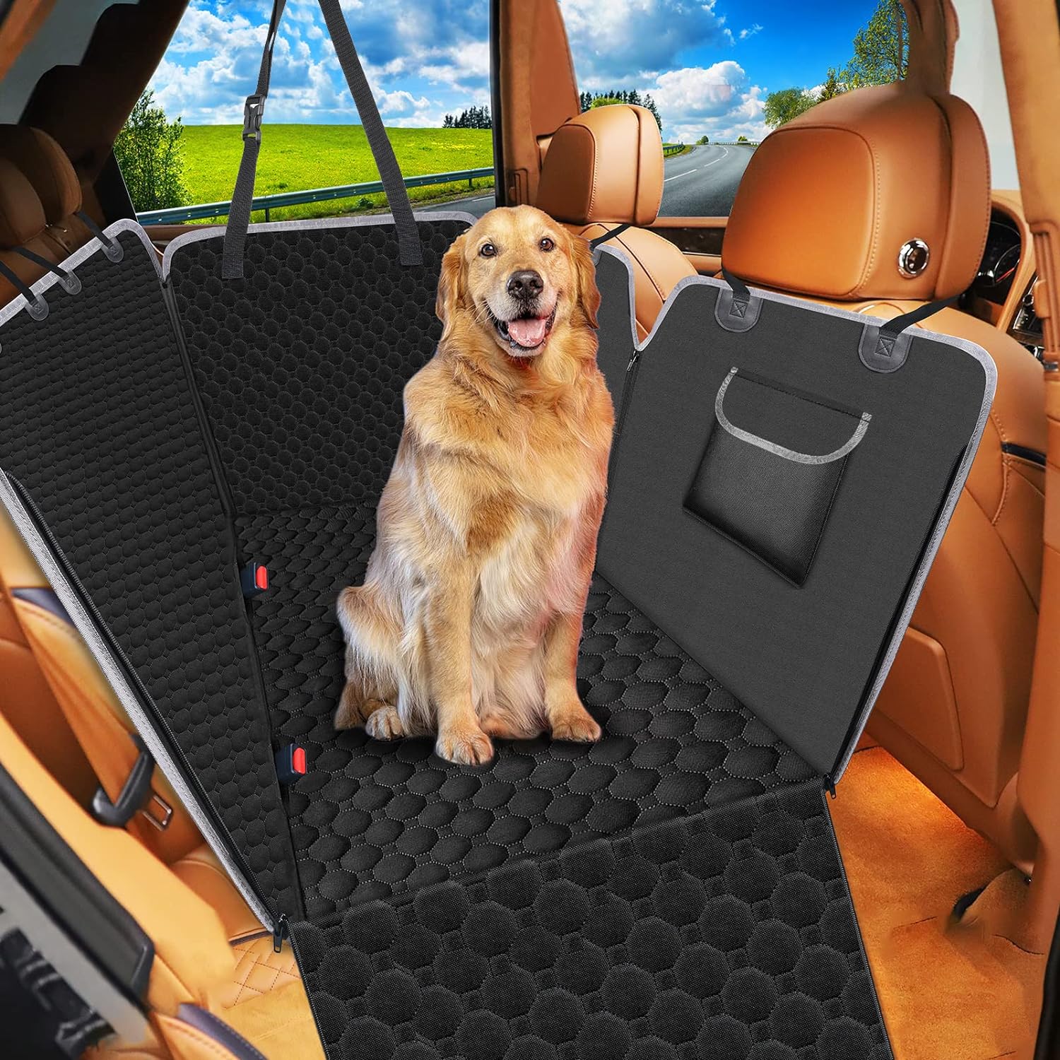 We weren't sure what we wanted so we tried this inexpensive model, and it is perfect for what we needed. Sturdy and well made. Worked well for a large dog, it made a hammock style enclosure in the back seat so the dog doesn't fall on the floor at a quick stop and he can lay in either direction. Quick and easy to install but would have preferred the side clips over the doors were buckles like the other straps, as they are stiff and hard to snap. Zippers make it easy to get the dog secured or to u