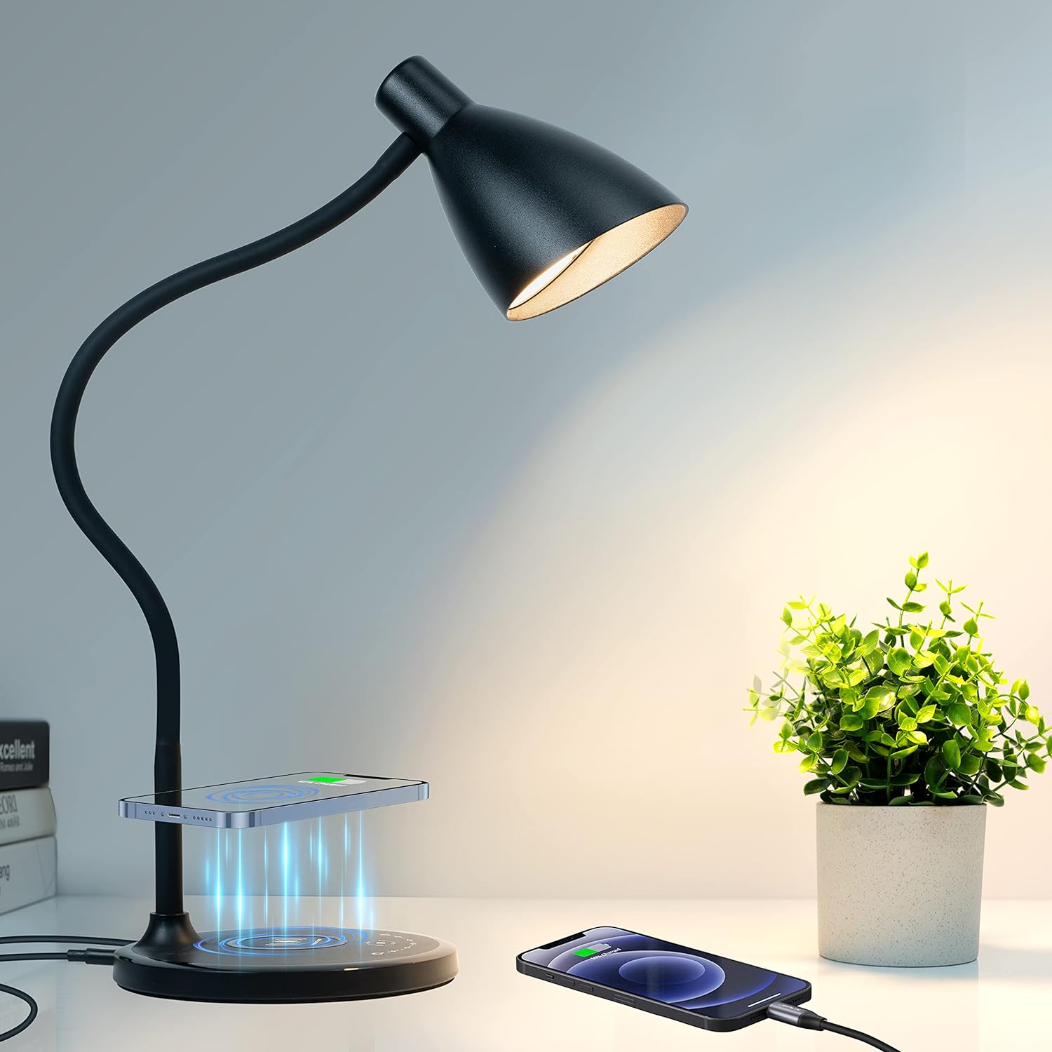 What an impressive number of features included in this desk lamp. The levels of brightness and the shades of brightness along with a built-in charging station for your cellphone makes this lamp a welcome addition to anyone' reading environment.