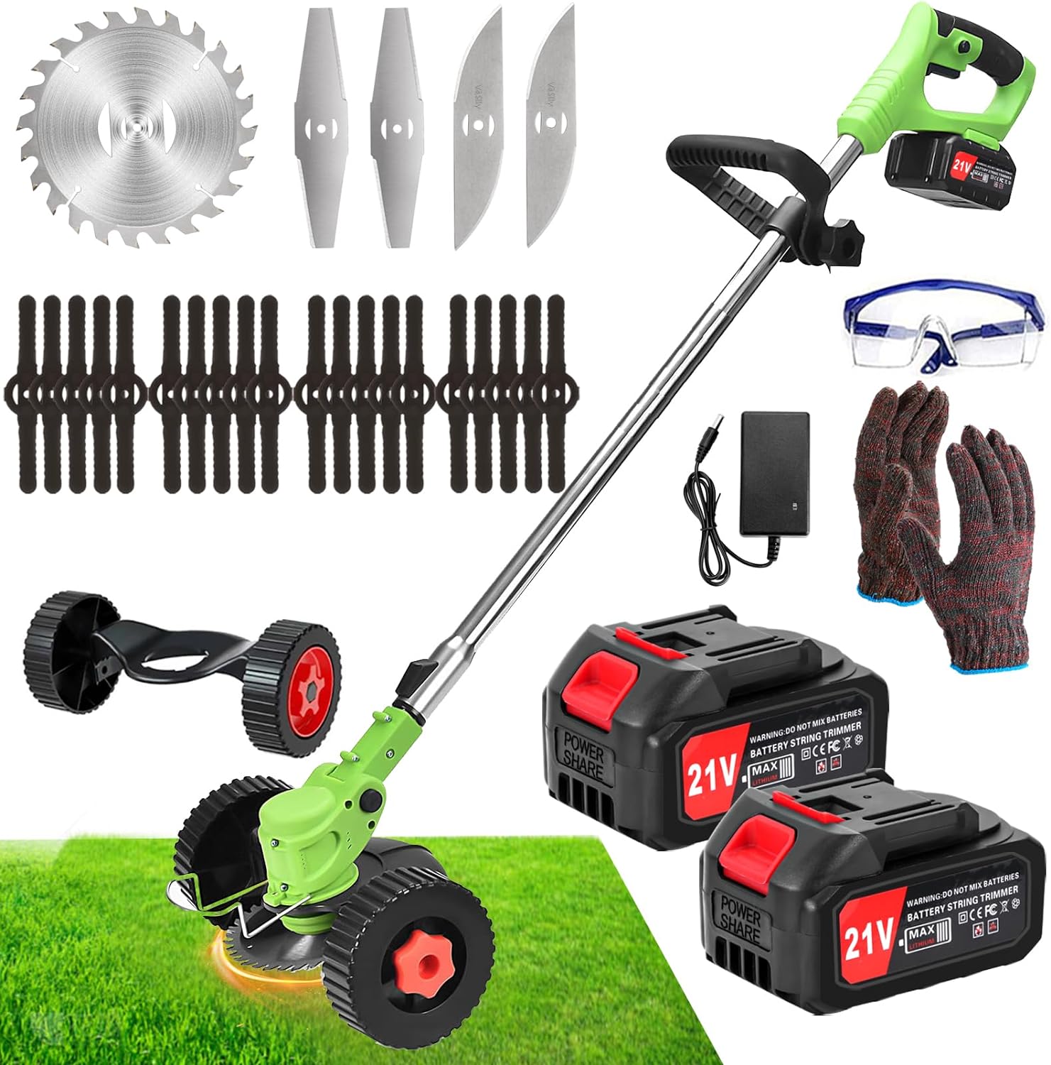 I came across this trimmer with sceptism. Boy, what a surprise! It does everything you would expect to do in your garden and yard. Cuts through maiontenance witth a breeze. Interchangeable attachments (all you really would need) are easy to attach. It is lightweight and can be handle by almost anyone. Battery life is on par with more expensive machines. Looking for a bargain trimmer/weeder/pruner/brushcutter This may be the one for you. Steroids on a budget.