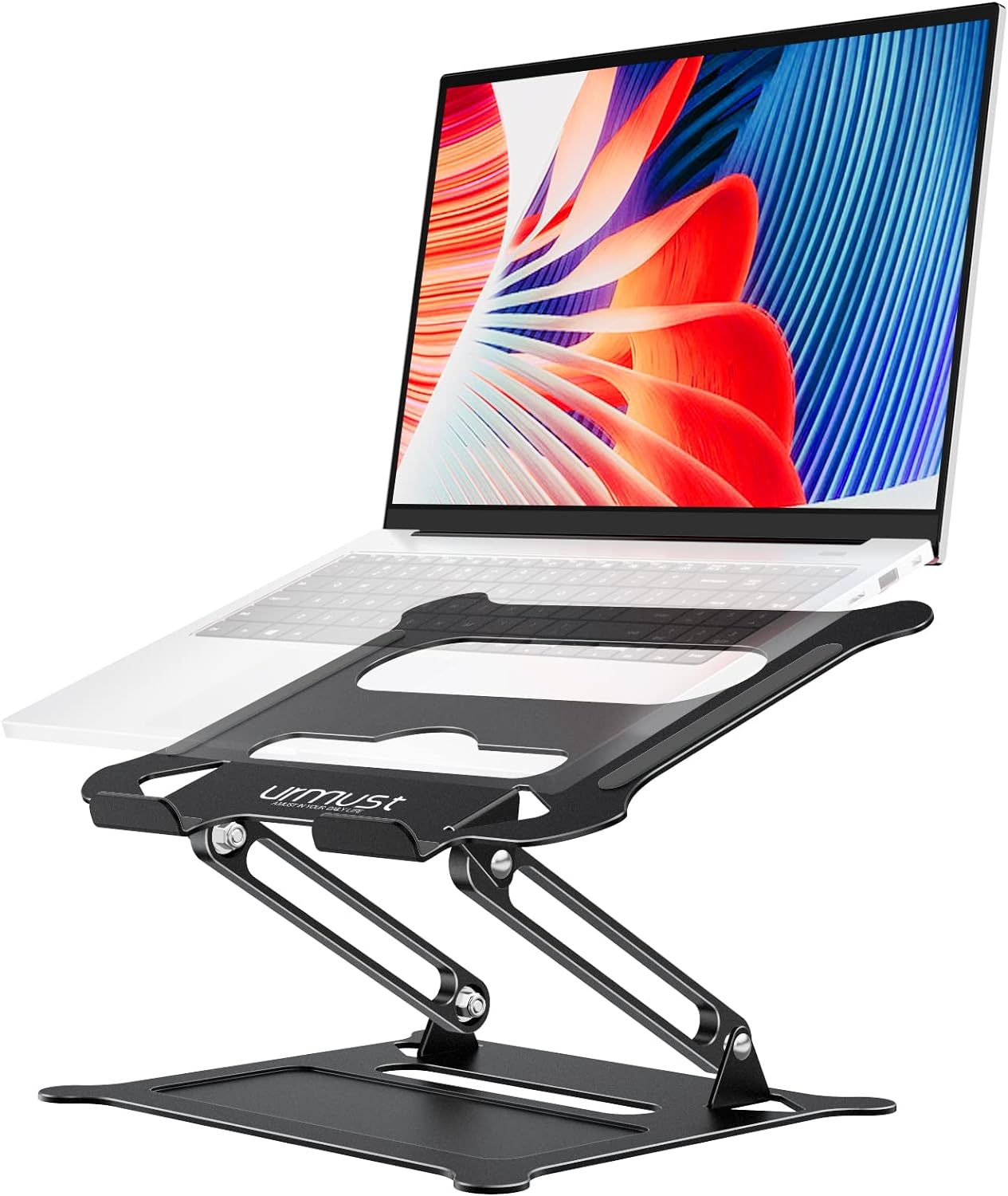 Urmust Laptop Notebook Stand Holder Adjustable Laptop Stand Portable Laptop Riser Compatible with MacBook Air Pro HP Dell XPS Lenovo All Laptops 10-15.6(Black)