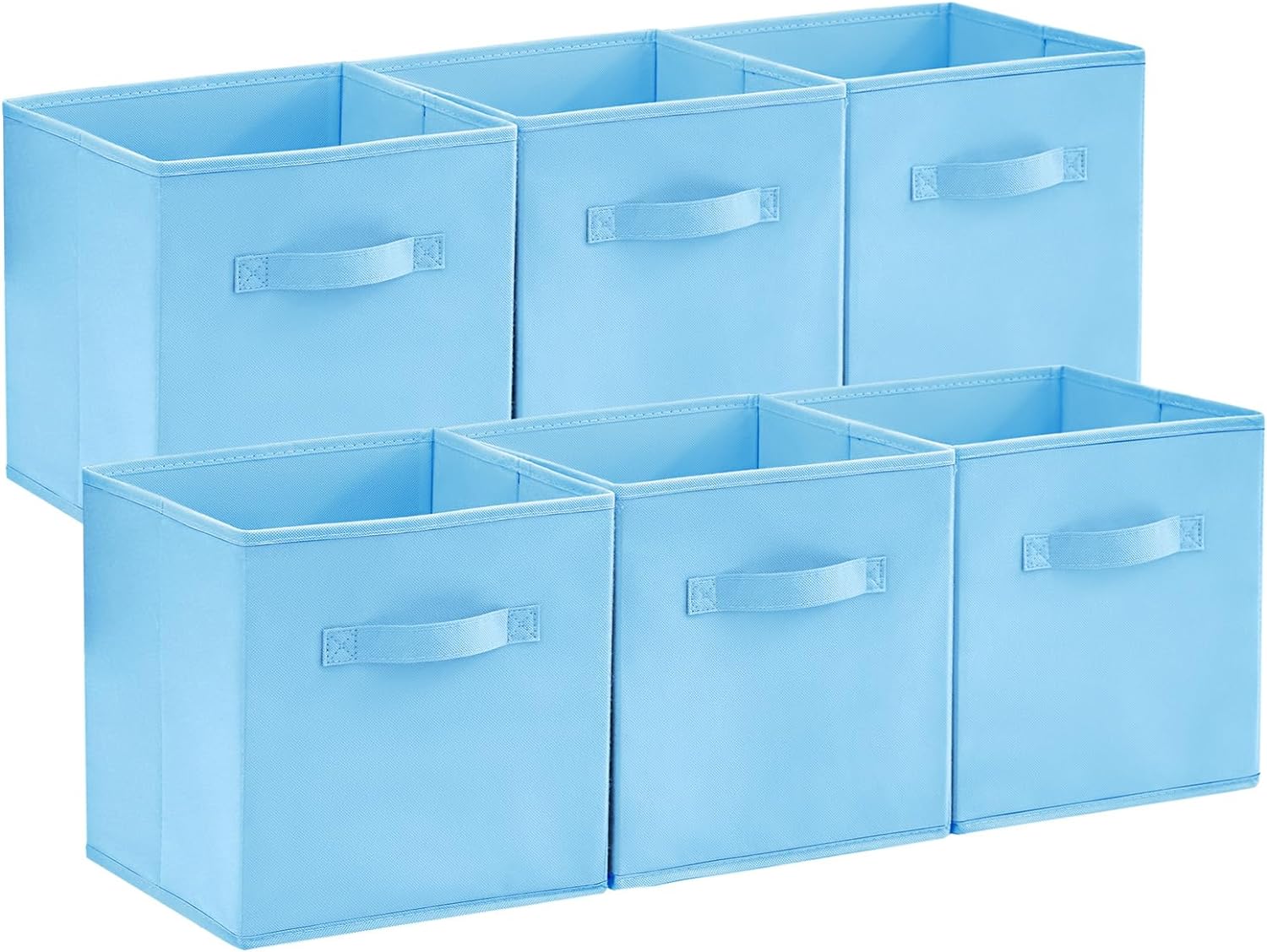 Lifewit 11 Inch Cube Storage Bins, Storage Cubes Foldable Medium Decorative Fabric Storage Baskets for Organizing Home Organizers with Handles for Shelves, Closet, Set of 6, Light Blue