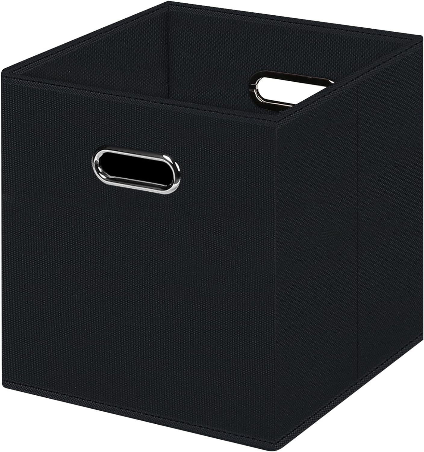 Black Foldable Storage Cubes Bins , Fabric Storage Box Cubes Organizer Baskets with Dual Handles for Home Organizer (Black)