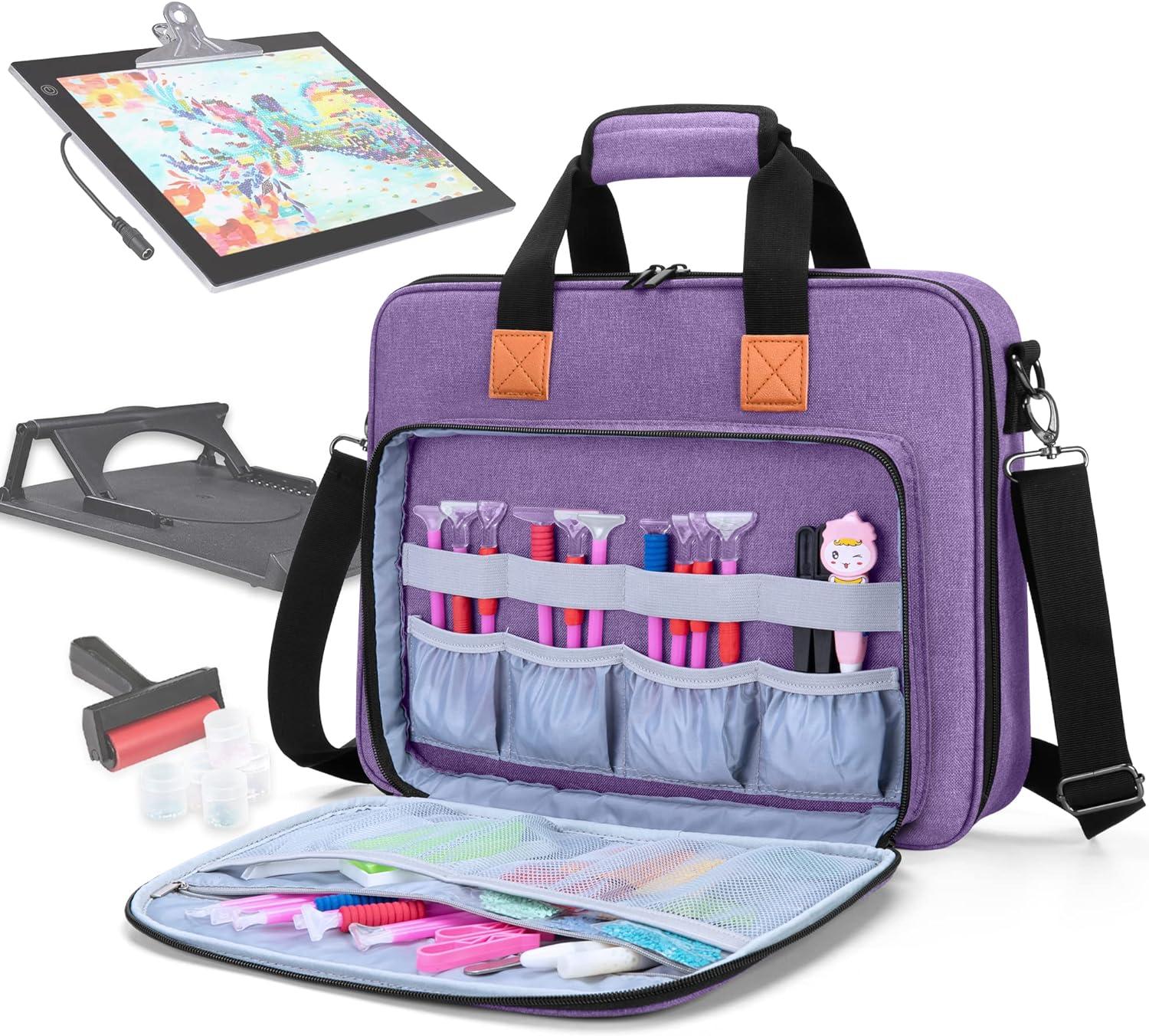 LUXJA Carrying Bag for A4 Light Pad and Diamond Painting Tools, Protective Case for Diamond Painting Light Box and Accessories (Fits for A4 Light Pad), Purple (Bag Only)