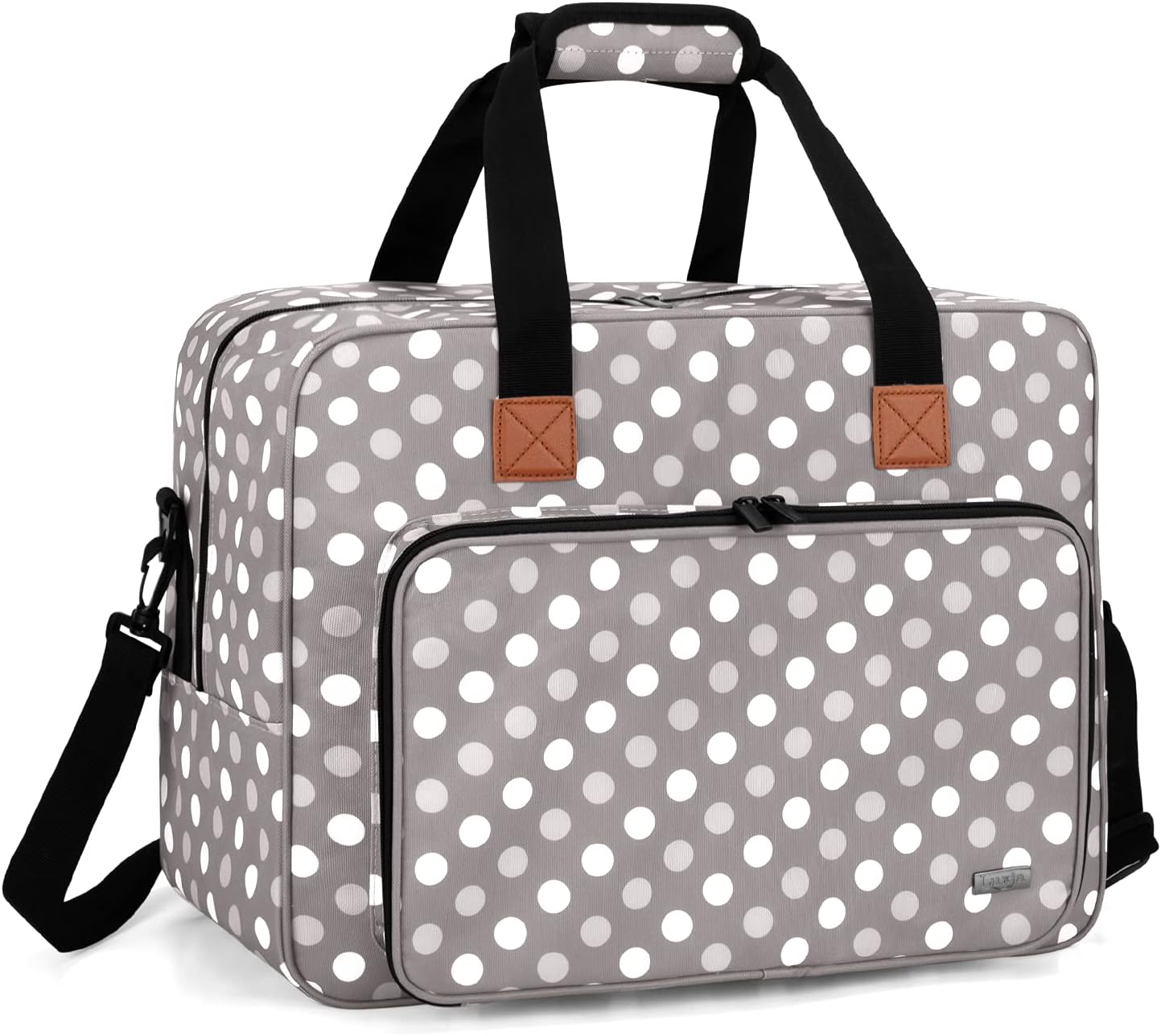 LUXJA Sewing Machine Bag, Portable Tote Bag Compatible with Most Singer, Brother Sewing Machines and Extra Sewing Accessories, Gray Dots