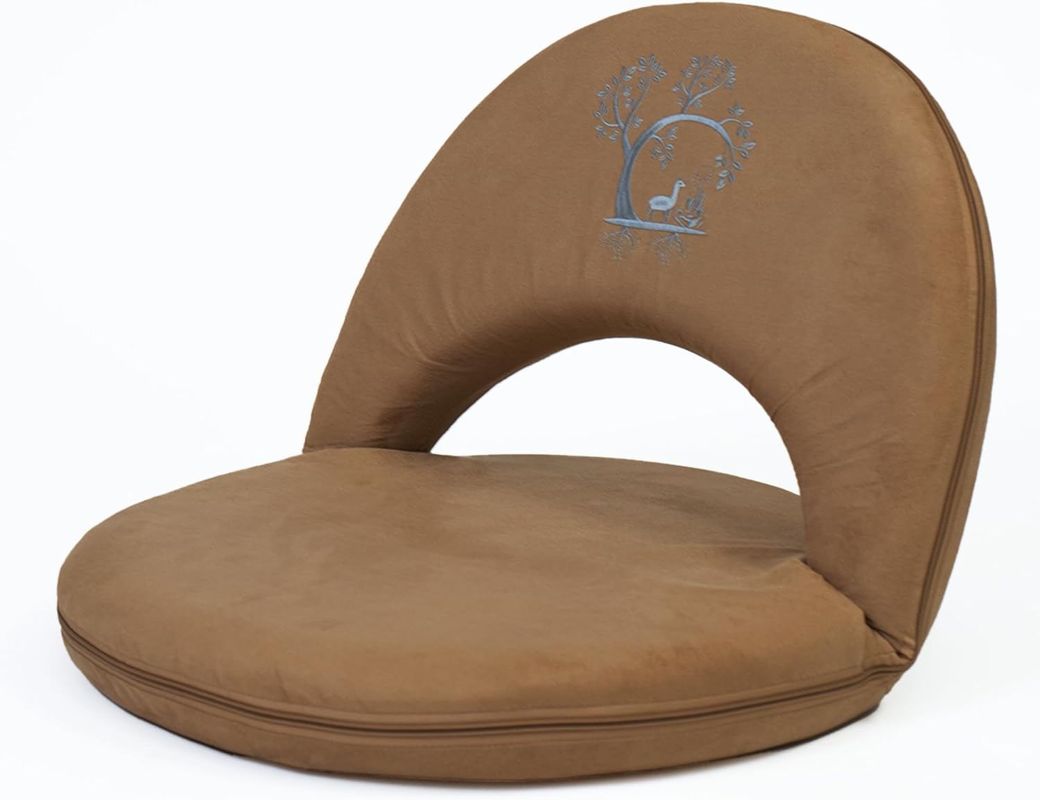 Got this for grandkids to have back support when sitting on the floor. They love it! I thought it was going to be leather due to the vegan leather description so disappointed that it' not. Appears to be a suede like material. I know what vegan leather looks and feels like since I have it in my vehicle: so inaccurate description, not vegan leather, that I can tell. Still a nice quality product. Reached out to the company for more info re: the material and how to clean it.