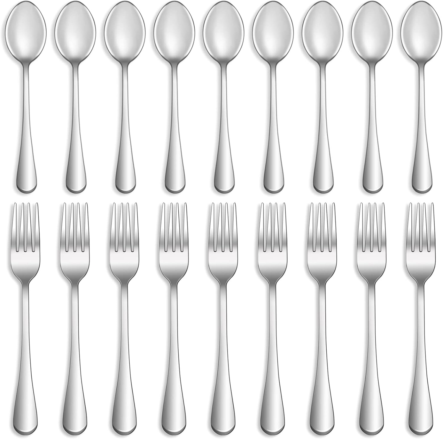 24 Pcs Forks and Spoons Silverware Set,Food Grade Stainless Steel Flatware Cutlery Set for Home,Kitchen and Restaurant,Mirror Polished,Dishwasher Safe-12 Dinner Fork(8 inch) and 12 Teaspoon(6.5 inch)