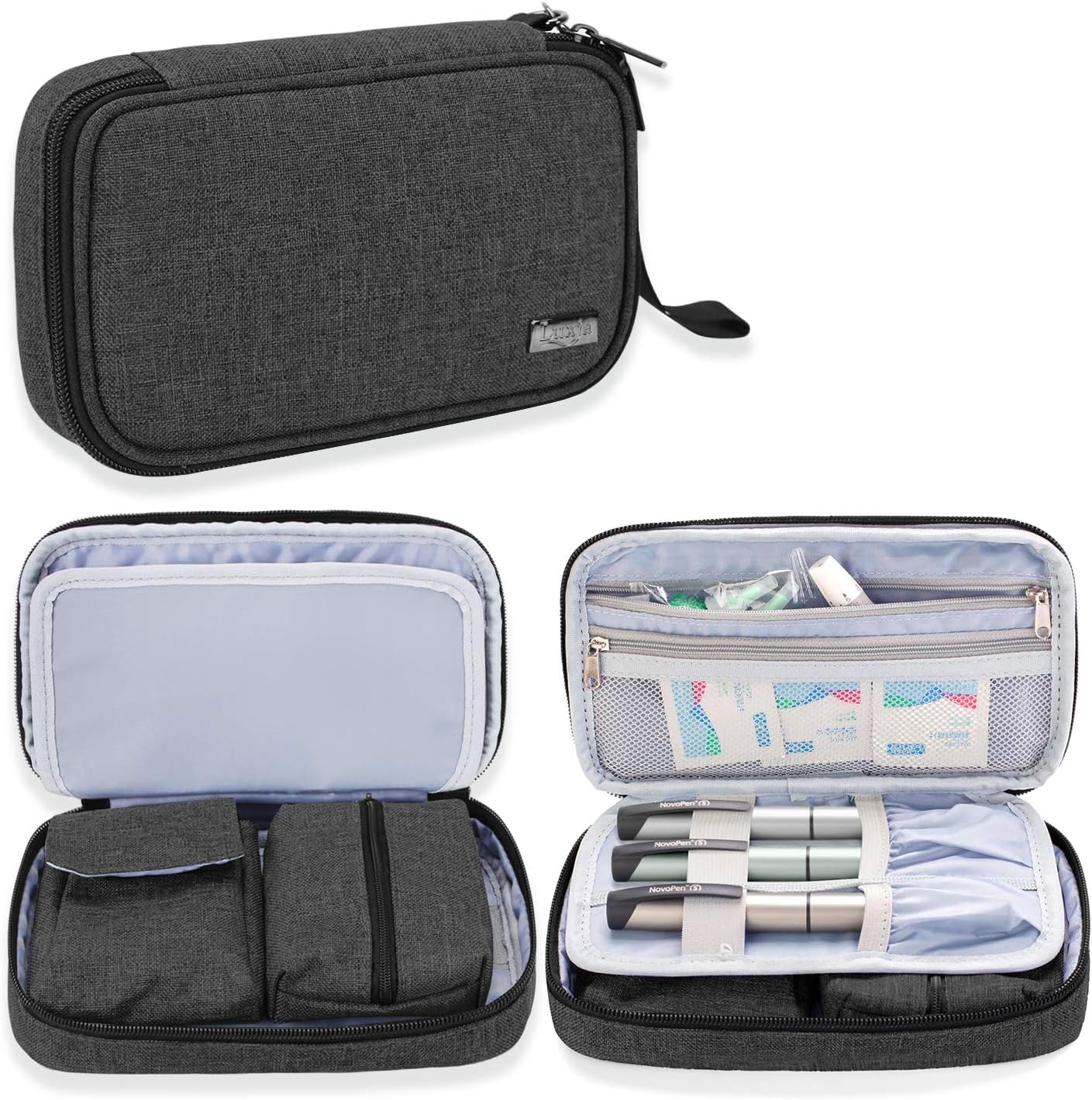 LUXJA Diabetic Supplies Travel Case, Storage Bag for Glucose Meter and Other Diabetic Supplies (Bag Only), Black